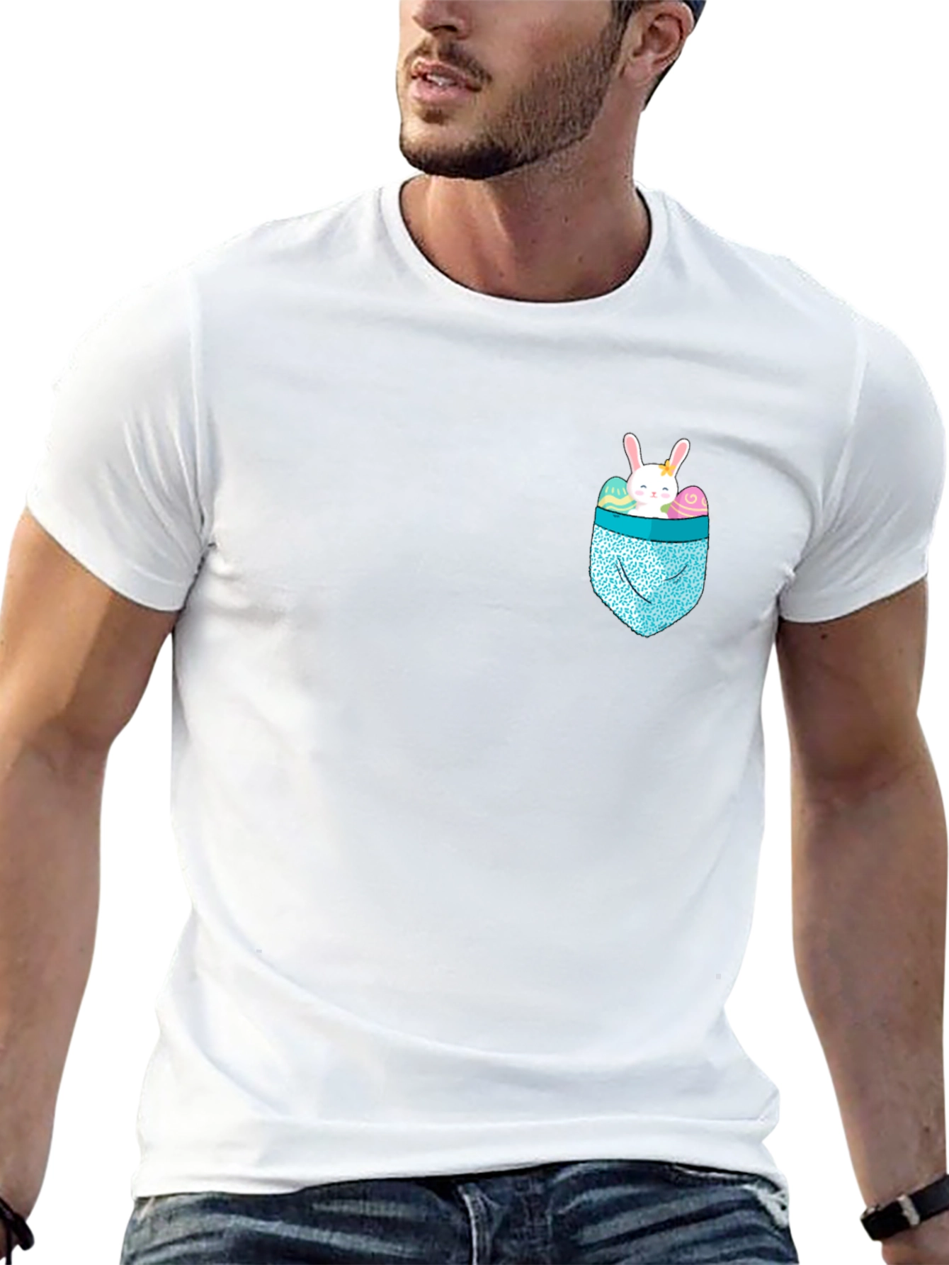 Bunny Pocket Easter T-Shirt - Cute Holiday Apparel