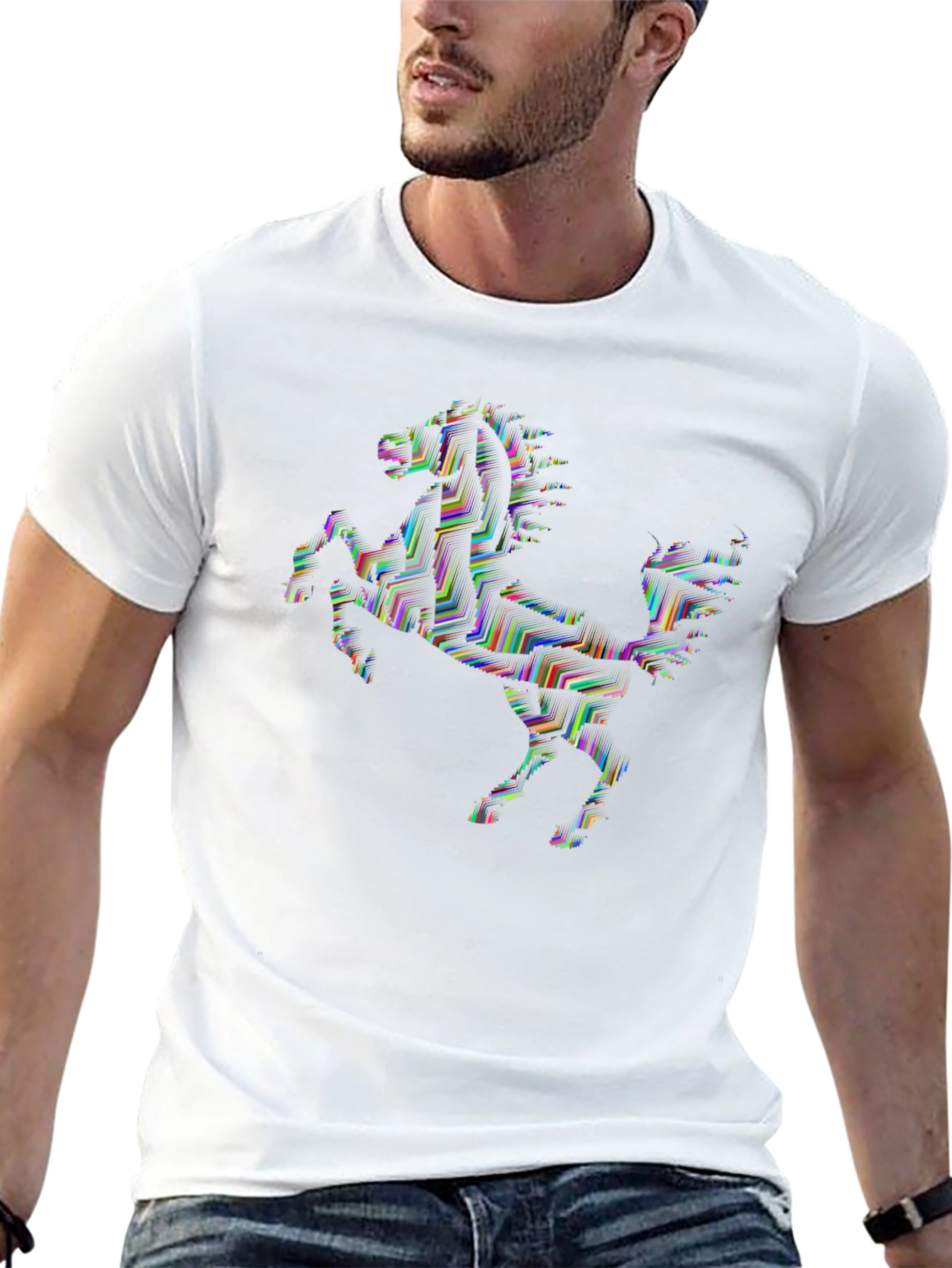 Abstract Horse Graphic Tee - Black