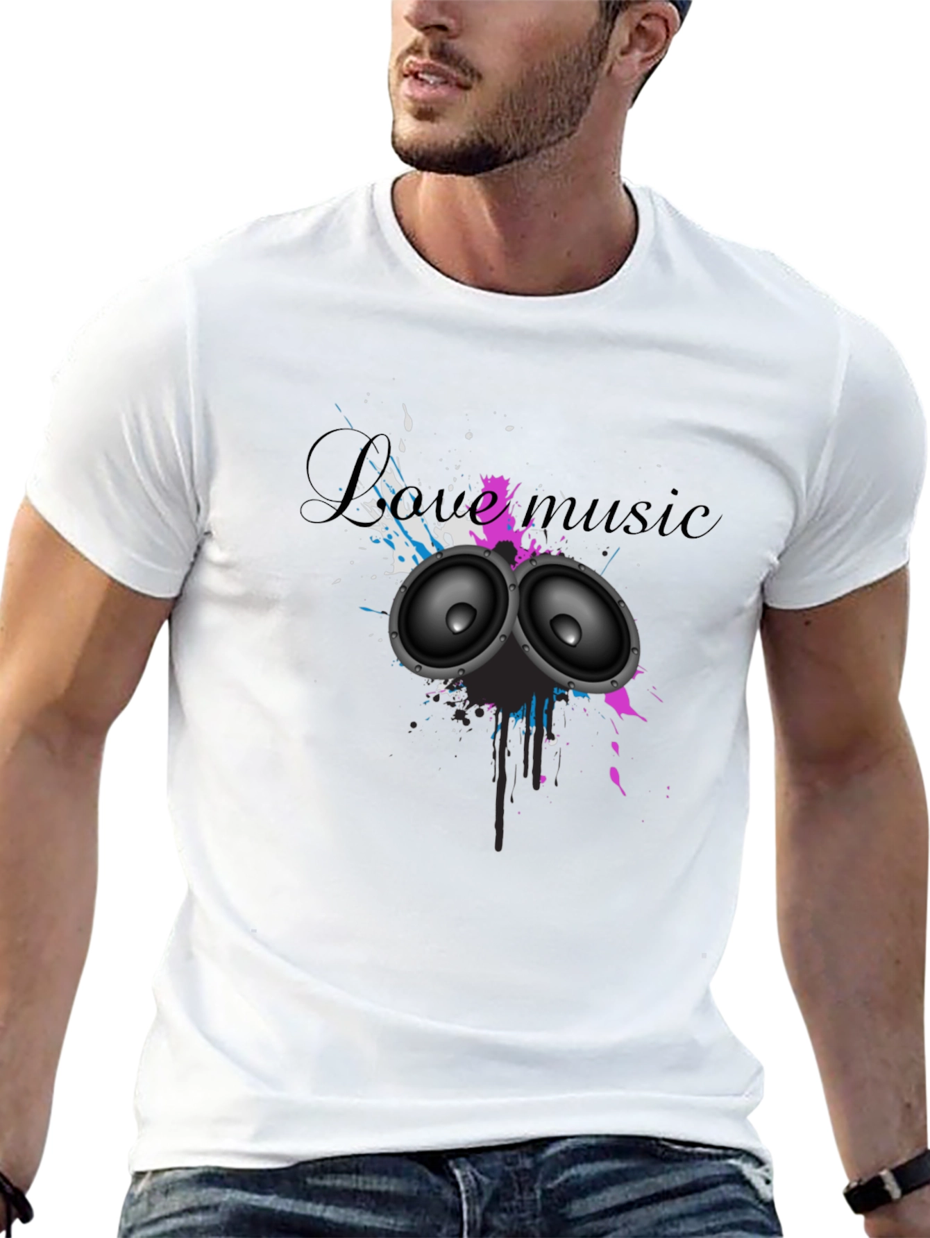 Love Music Graphic Black T-Shirt