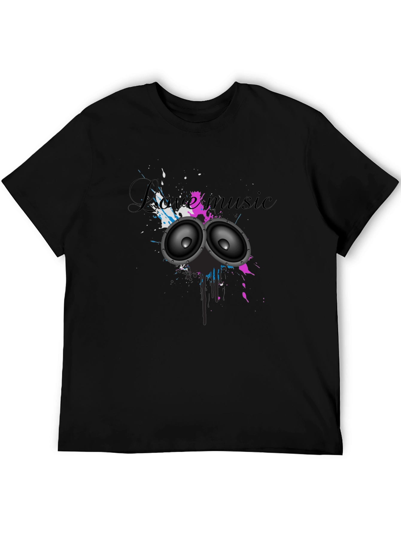Love Music Graphic Black T-Shirt