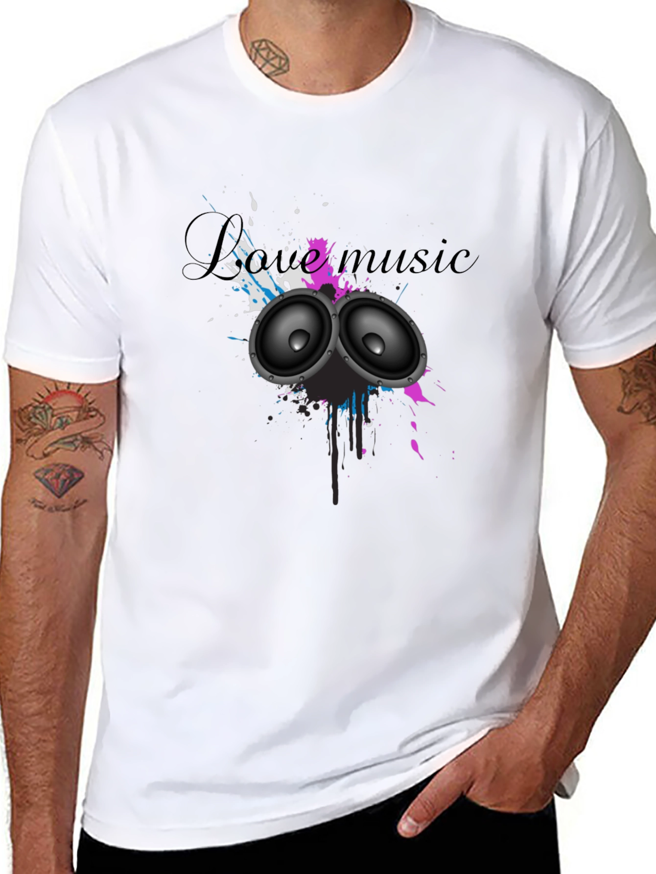 Love Music Graphic Black T-Shirt
