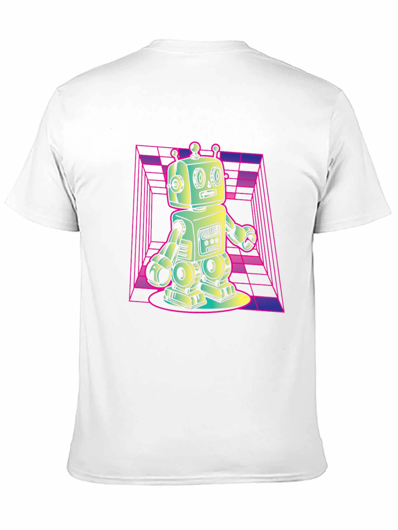 Retro Robot Graphic Tee - Black Cotton T-Shirt