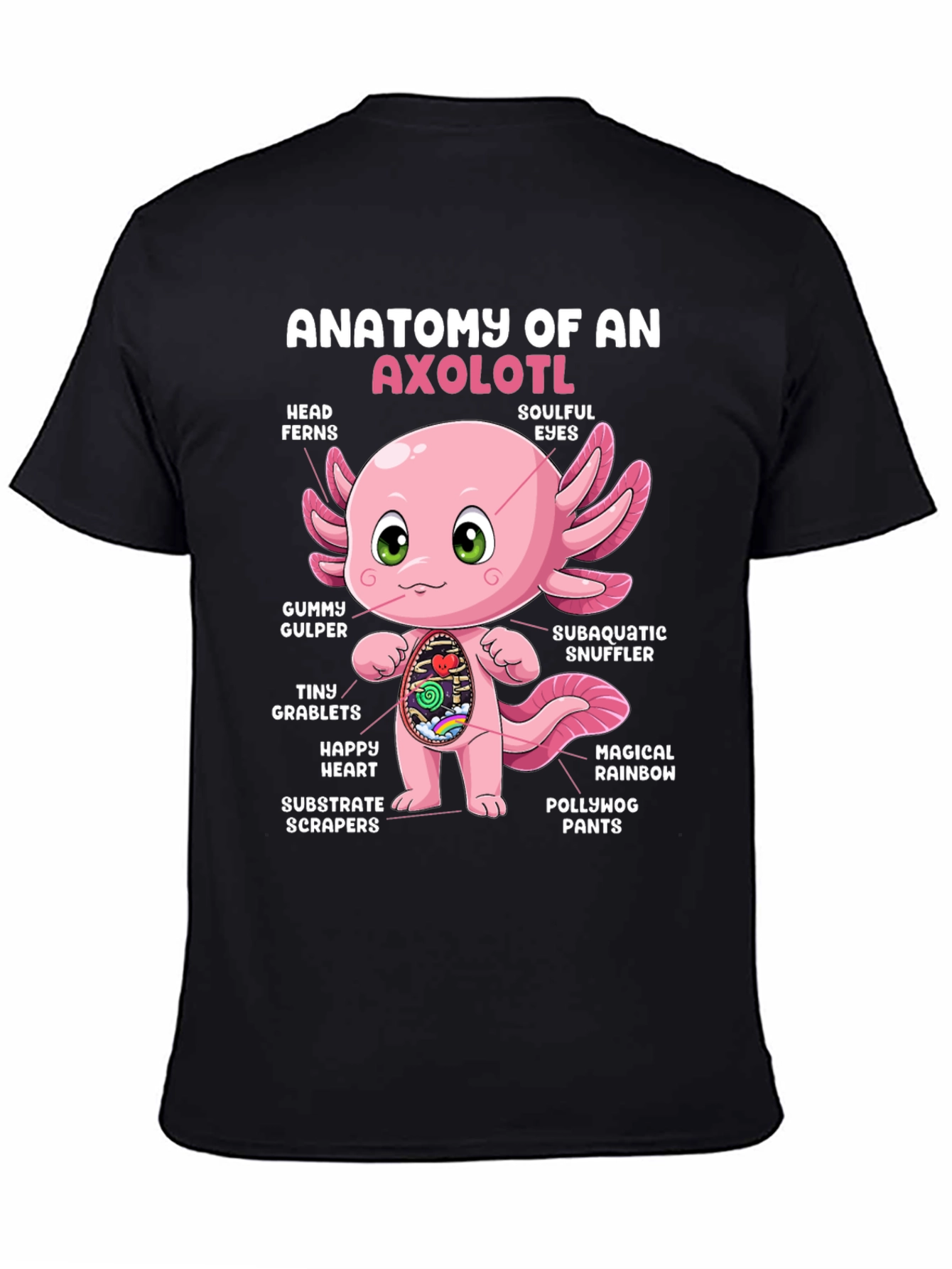 Anatomy of an Axolotl Black T-Shirt