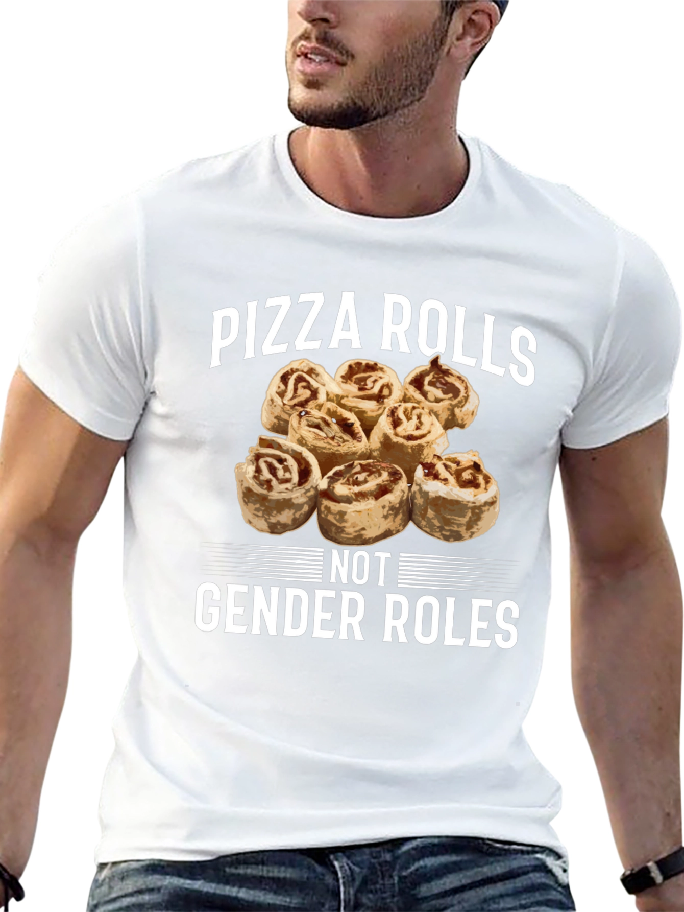 Pizza Rolls Not Gender Roles Black T-Shirt