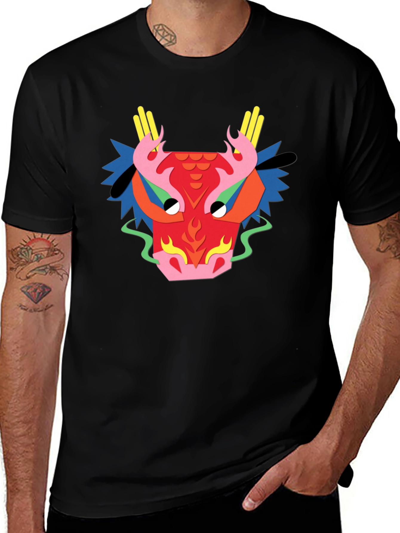Dragon Graphic Tee - Unique Design Black T-Shirt