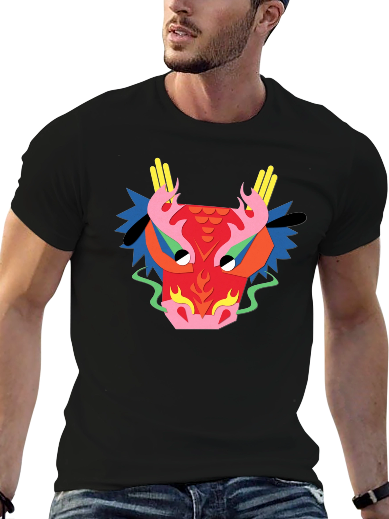 Dragon Graphic Tee - Unique Design Black T-Shirt
