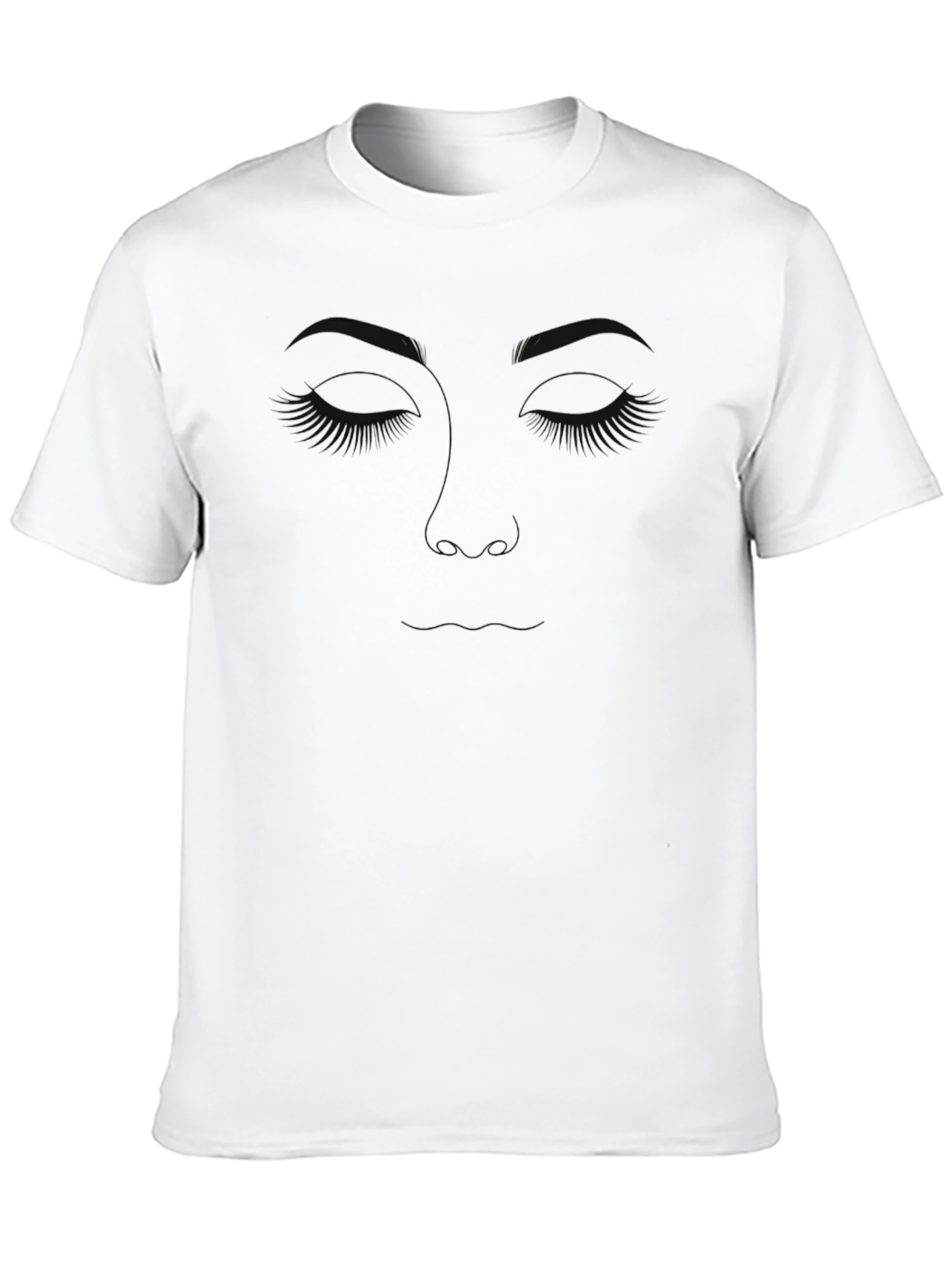 Minimalist Face Line Art Black T-Shirt