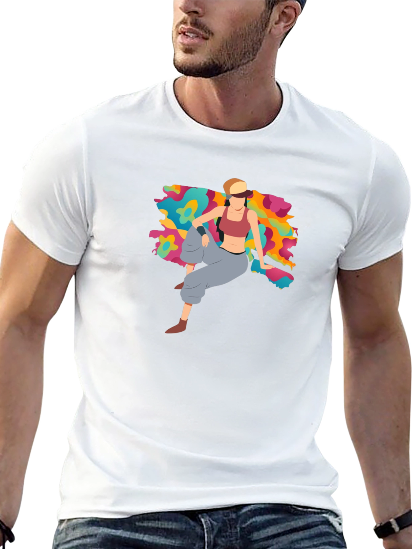 Trendy Graphic Tee - Abstract Woman Design