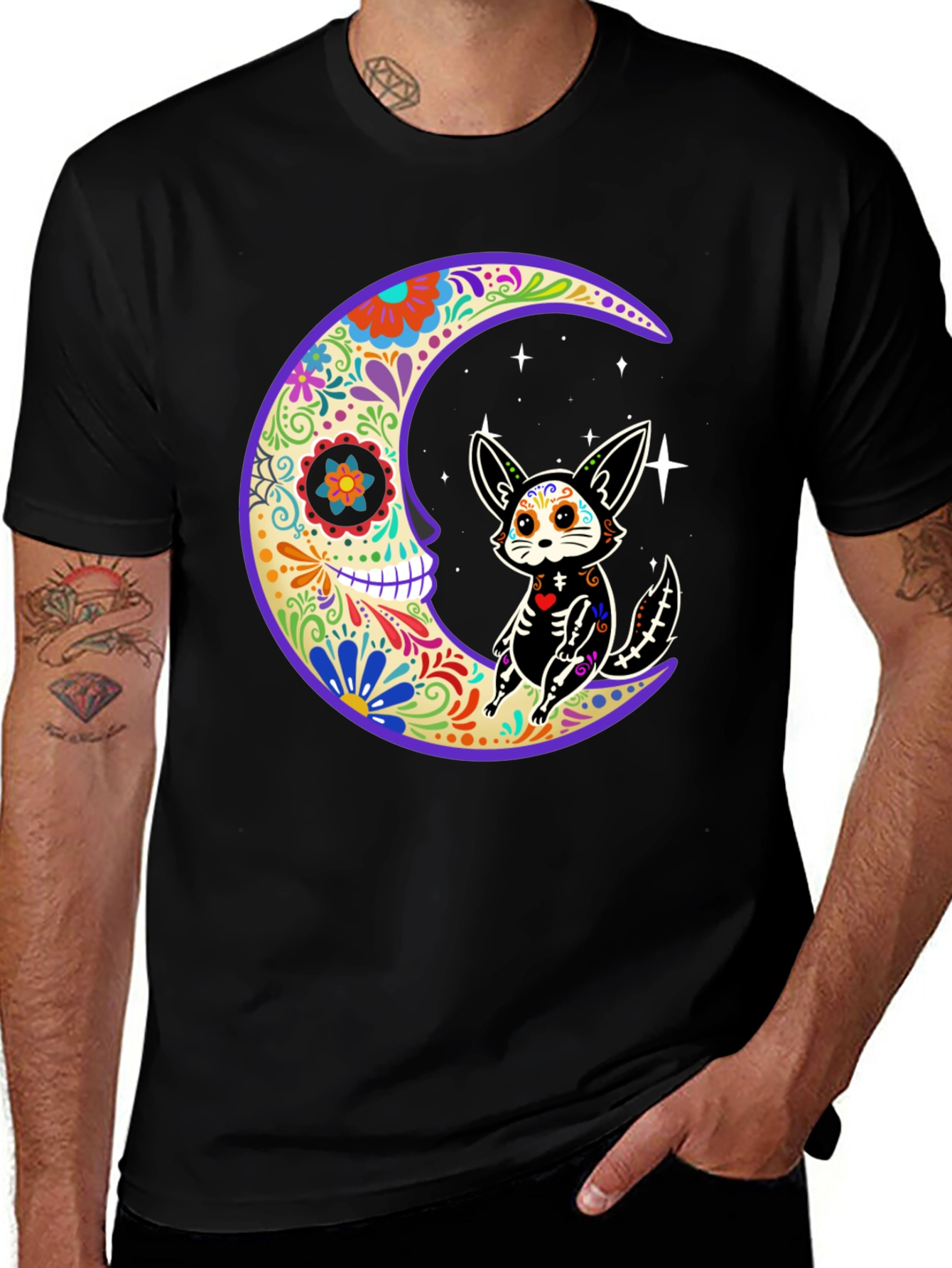 Sugar Skull Moon & Cat T-Shirt