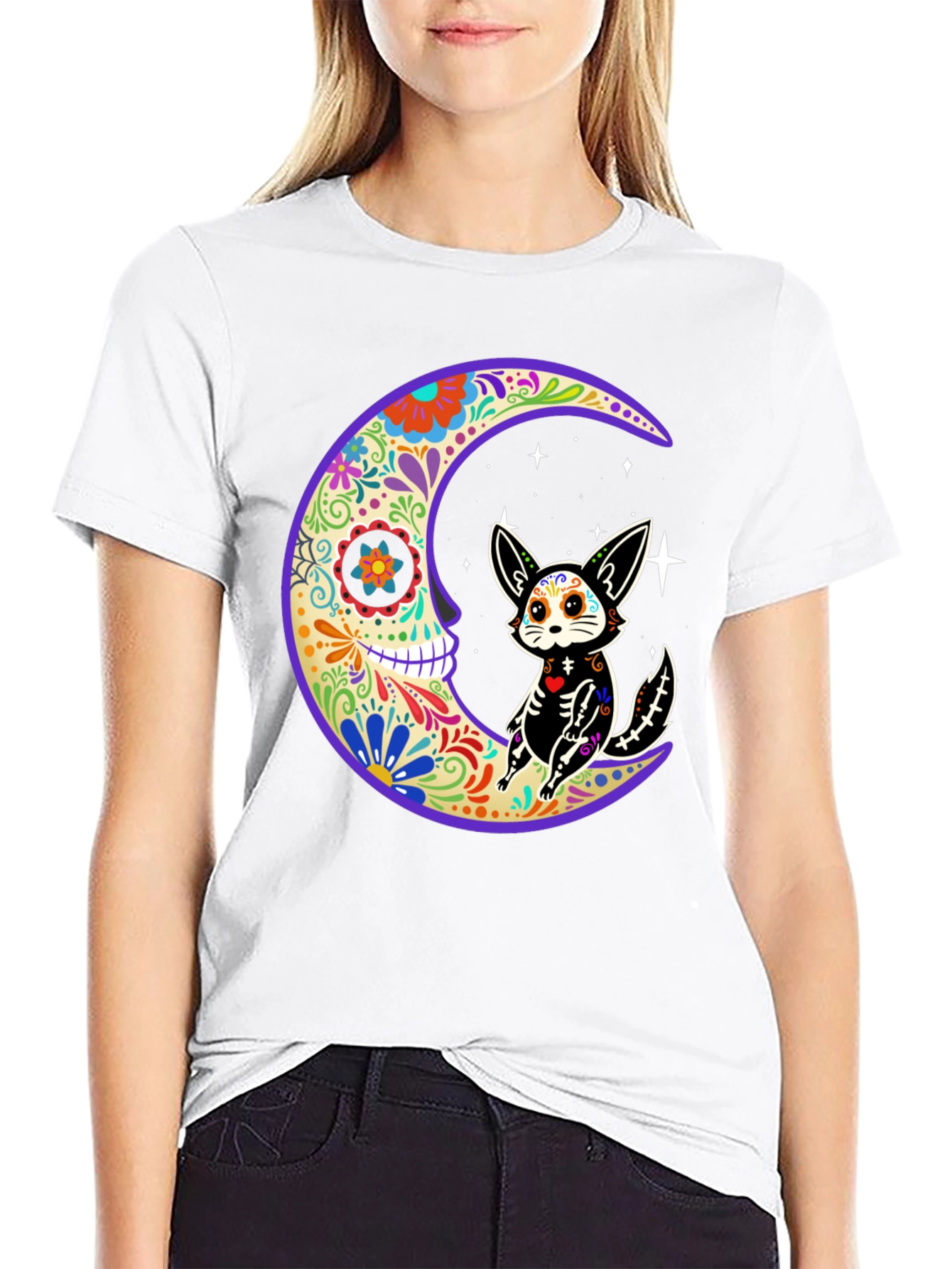 Sugar Skull Moon & Cat T-Shirt