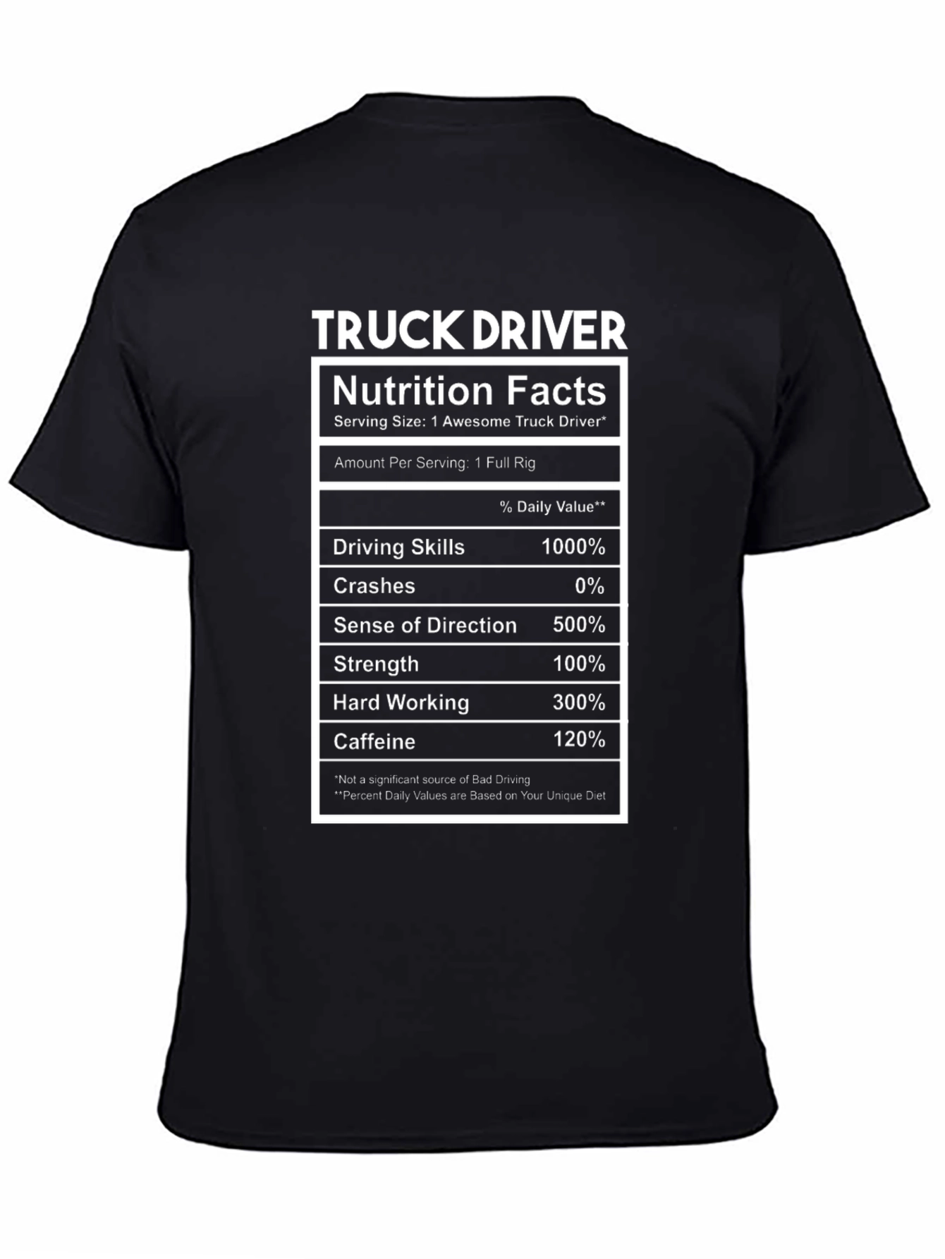 Truck Driver Nutrition Facts T-Shirt Funny