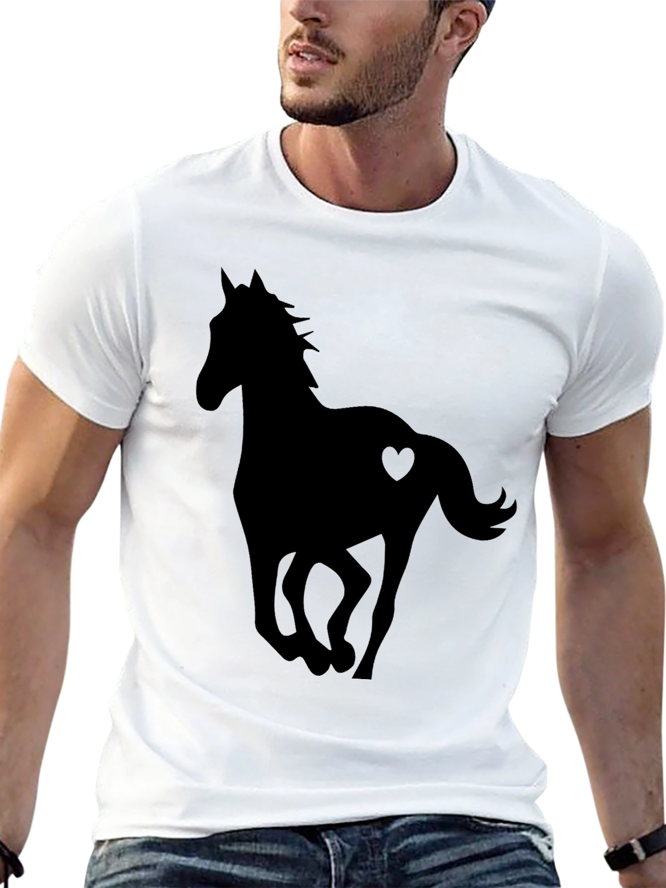 Horse Heart Silhouette Black T-Shirt