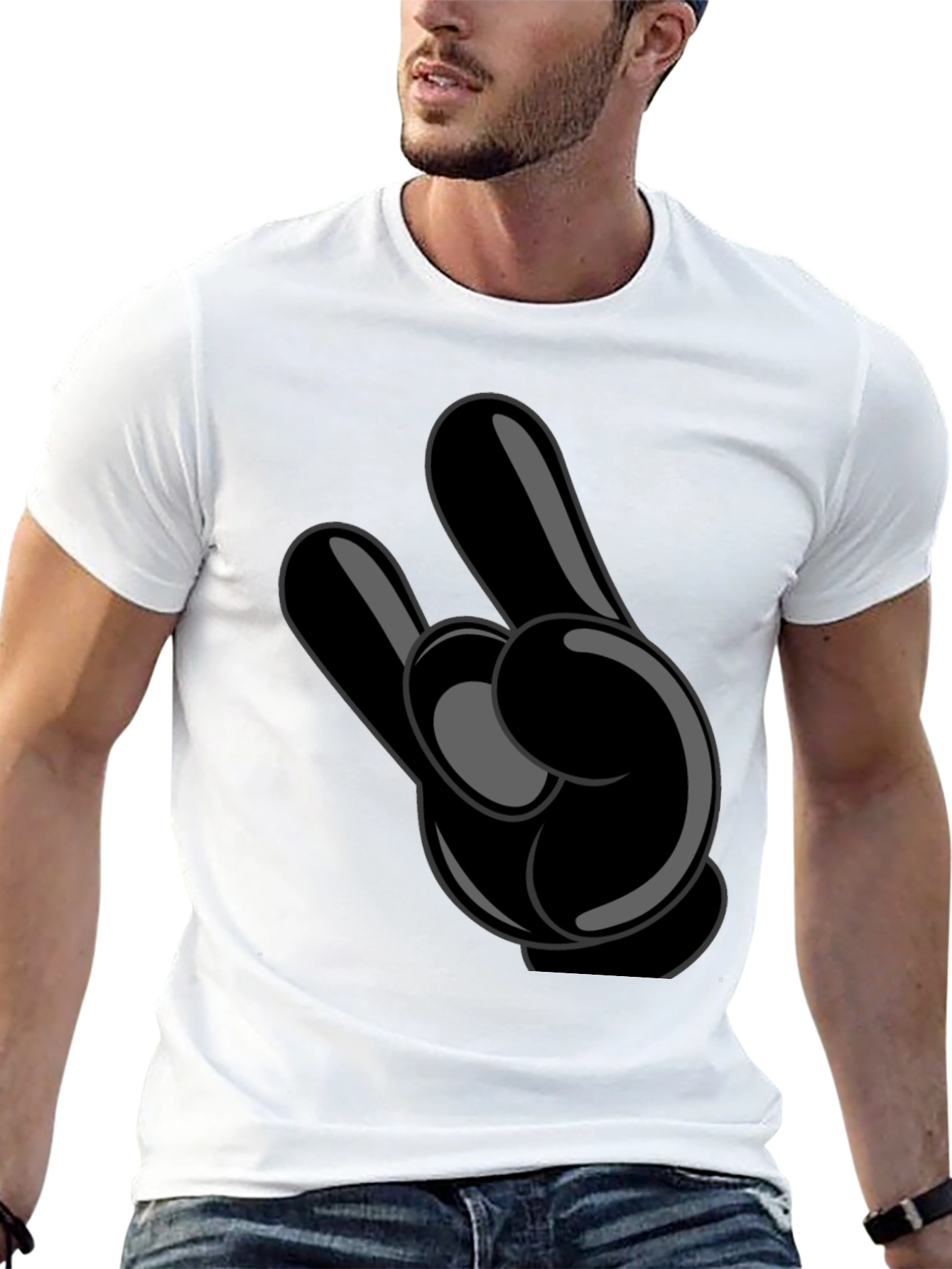 Cartoon Hand Graphic Black T-Shirt