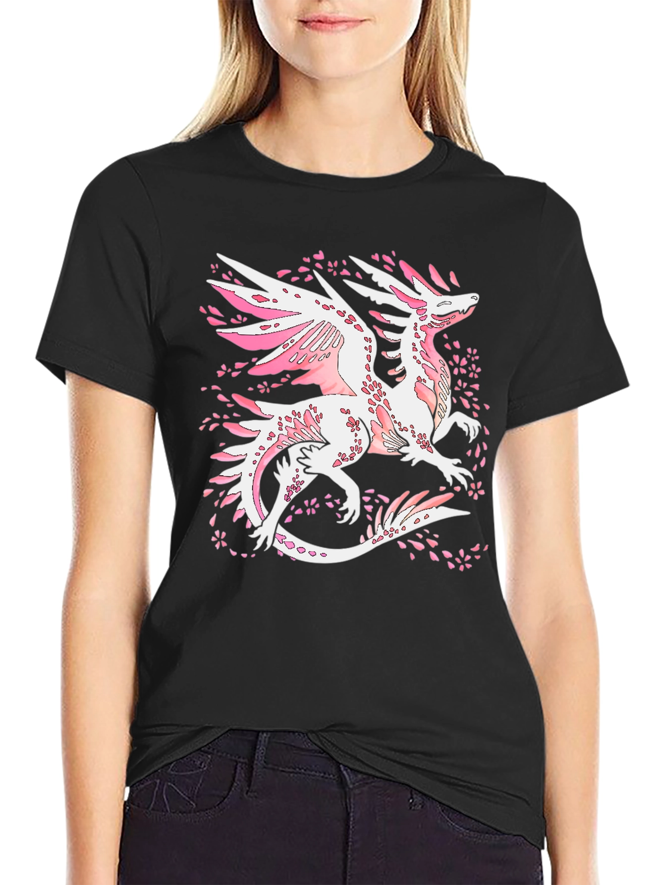 Dragon Cherry Blossom Black T-Shirt