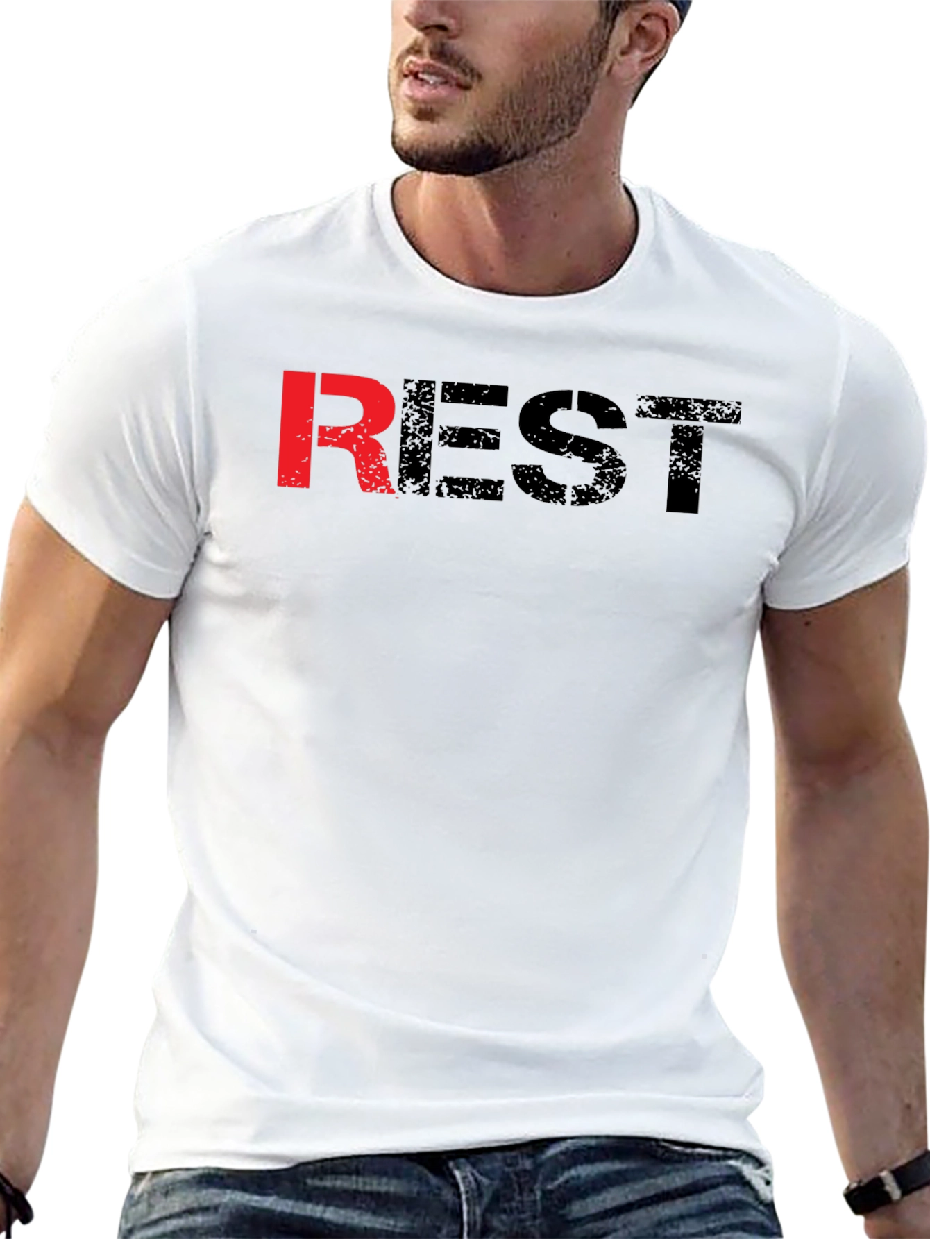 Mens Black REST Graphic T-Shirt