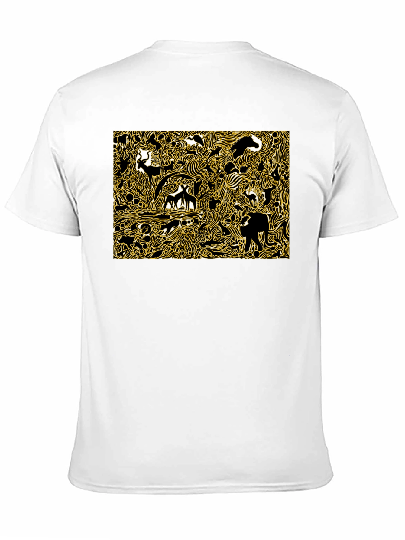 Abstract Animal Print Black Cotton Tee