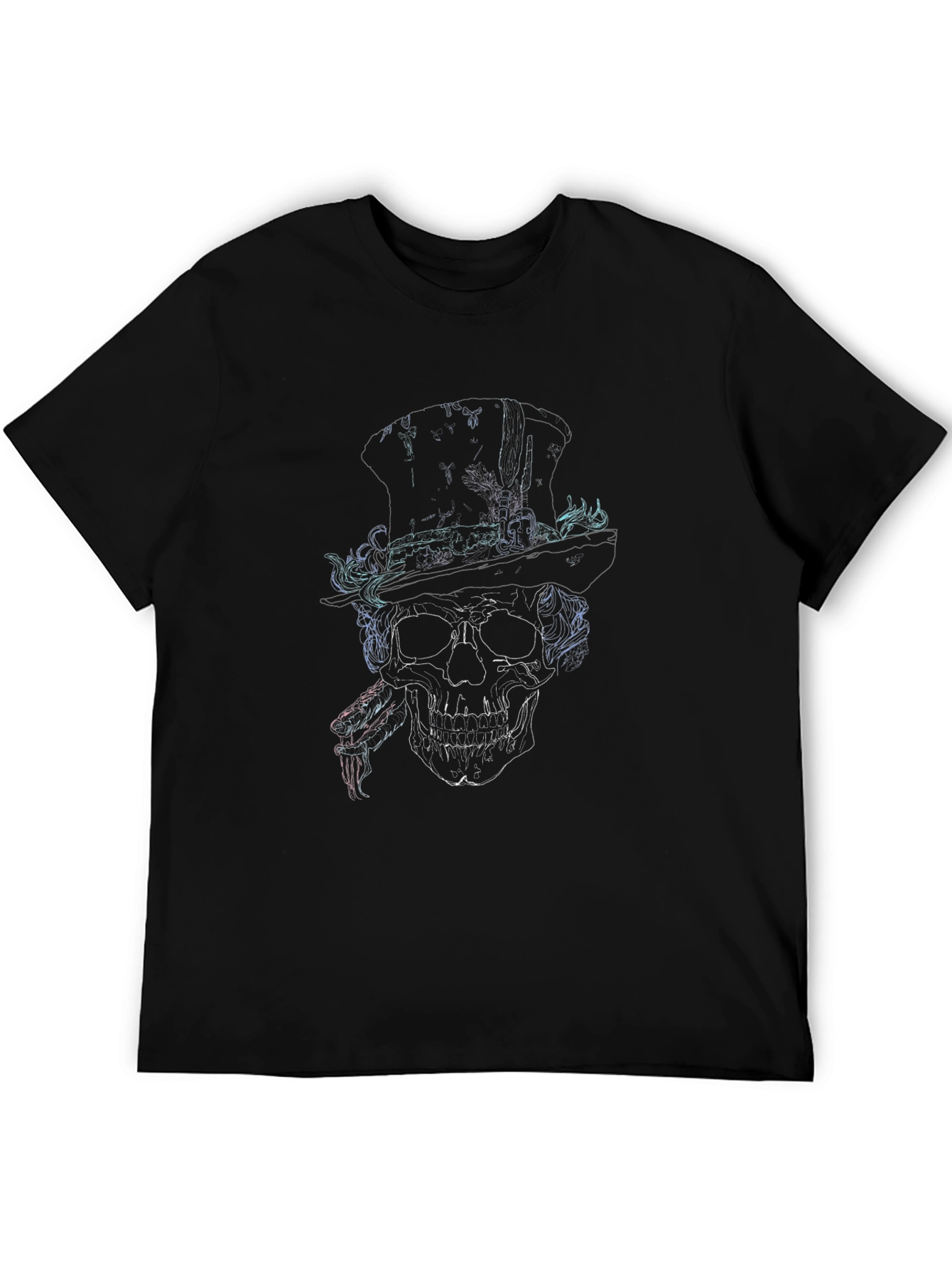 Skull in Top Hat Graphic Print T-Shirt