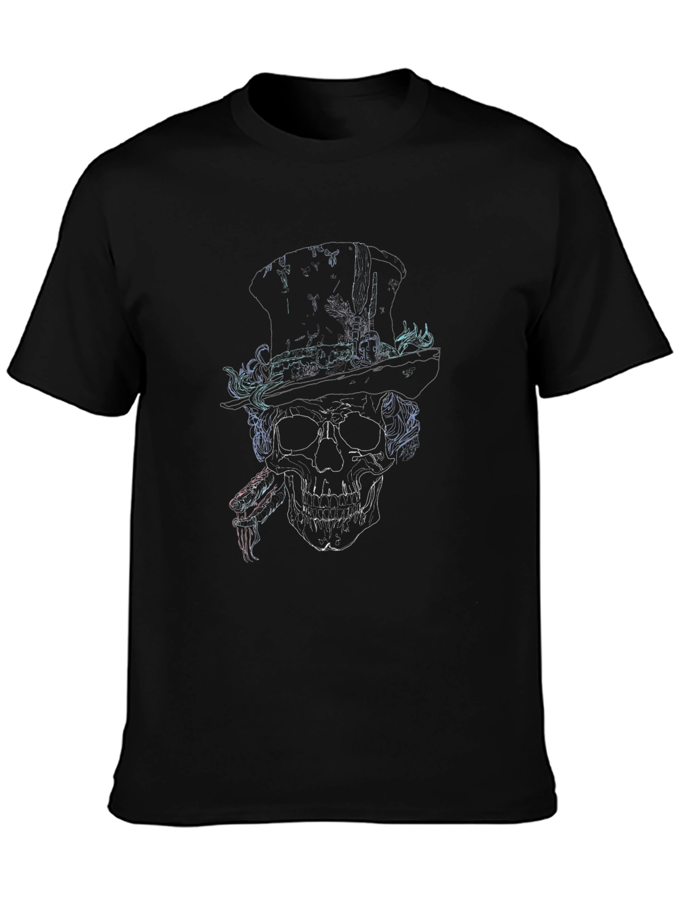 Skull in Top Hat Graphic Print T-Shirt