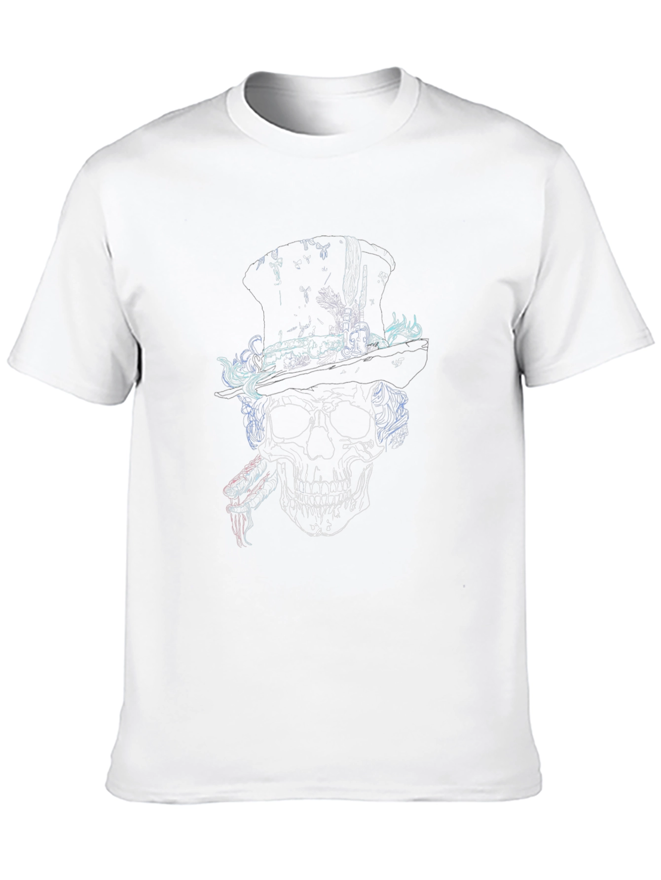 Skull in Top Hat Graphic Print T-Shirt