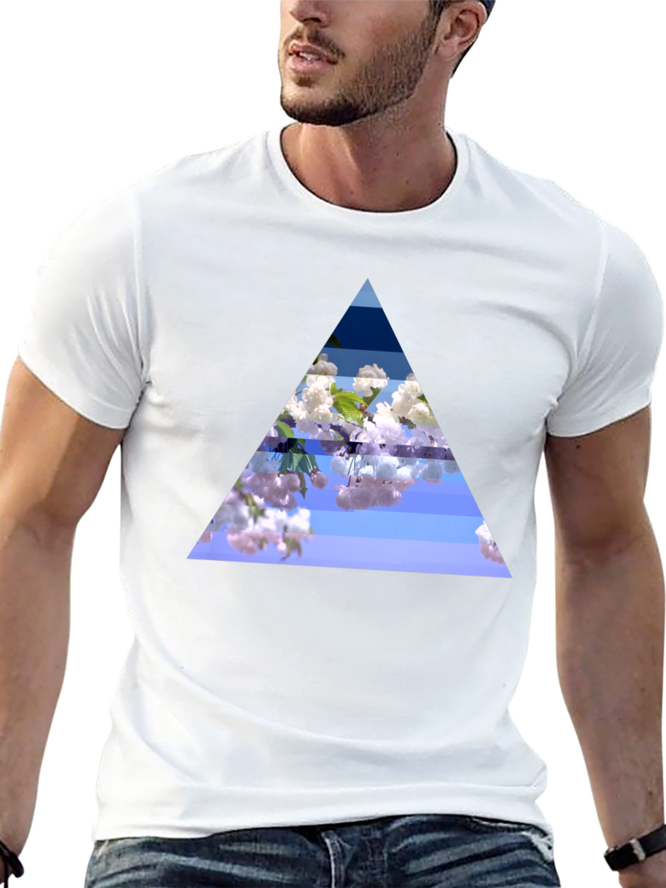 Floral Triangle Graphic Black T-Shirt