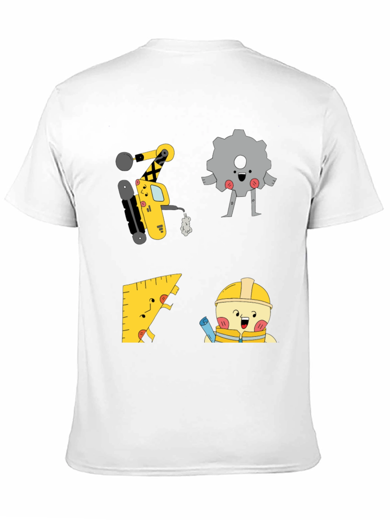 Engineer Cartoon Graphic Black T-Shirt