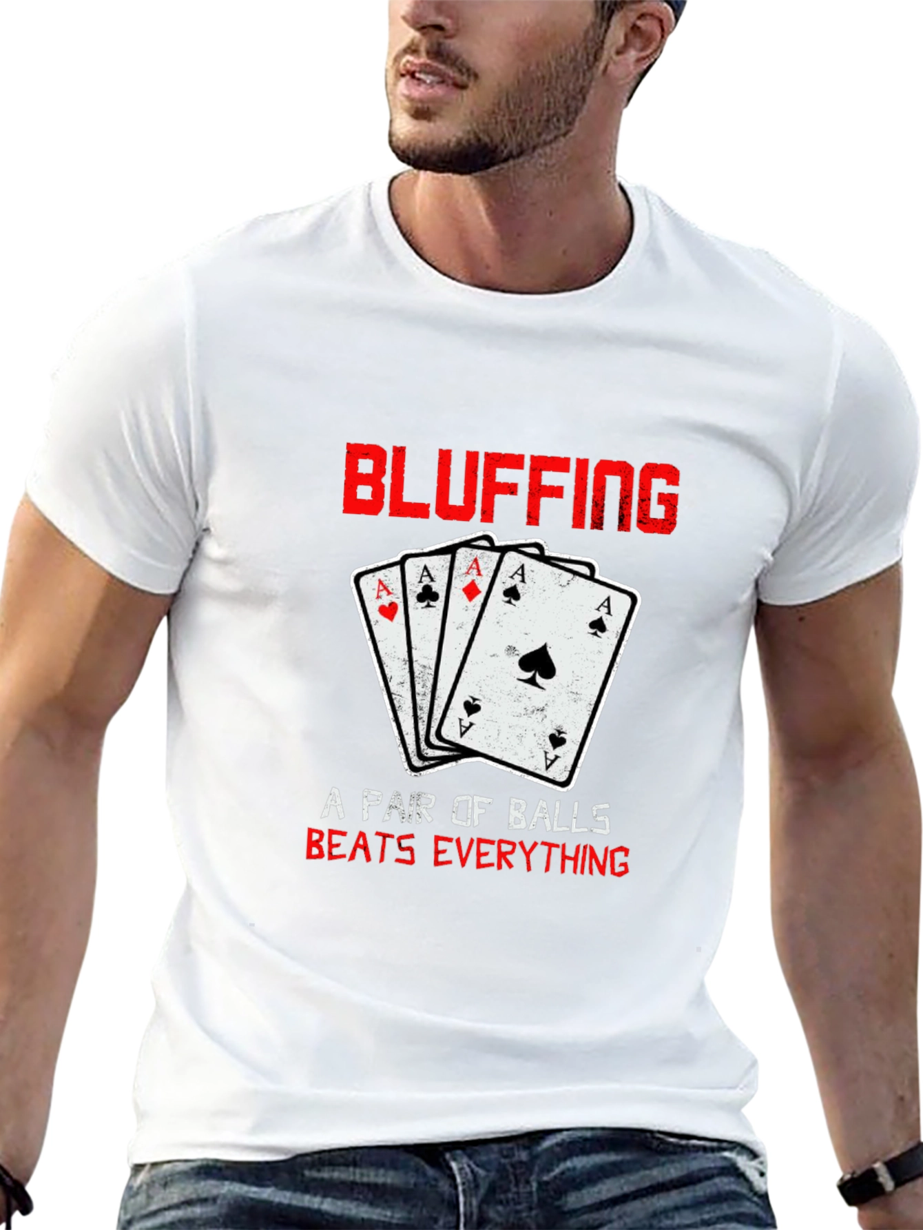 Bluffing Poker Ace Card Graphic T-Shirt