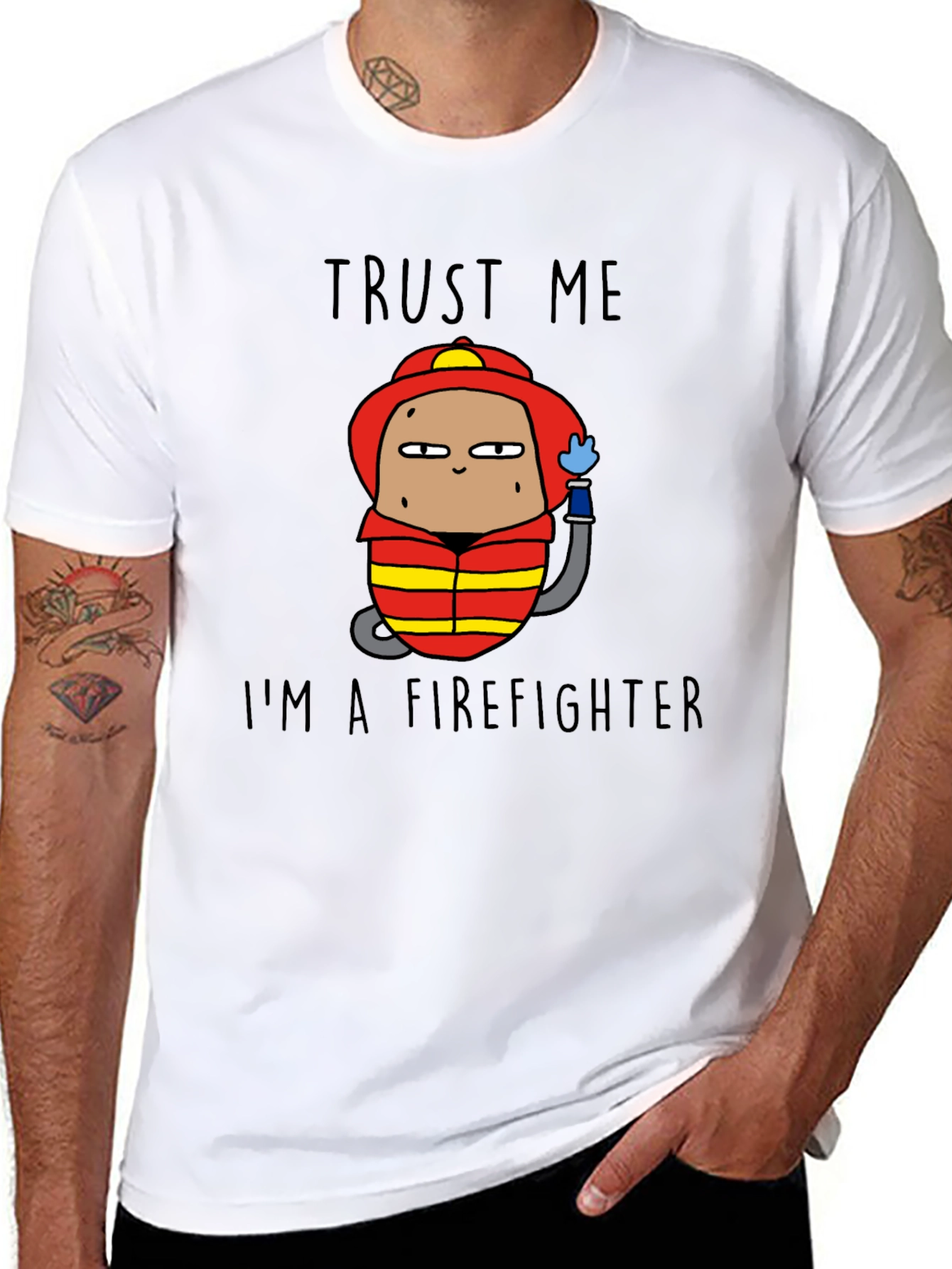 Trust Me Im A Firefighter Black Cotton T-Shirt