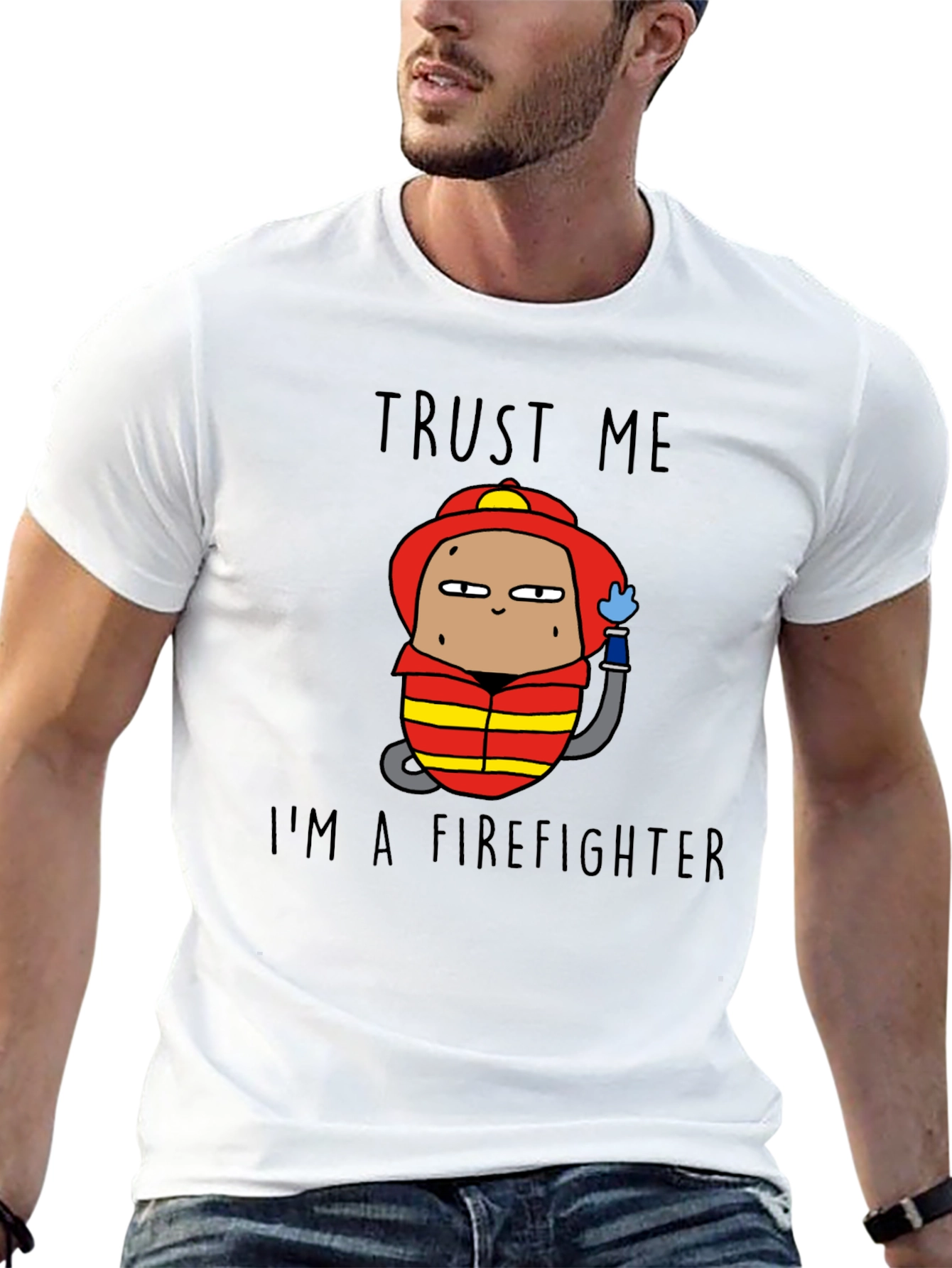 Trust Me Im A Firefighter Black Cotton T-Shirt