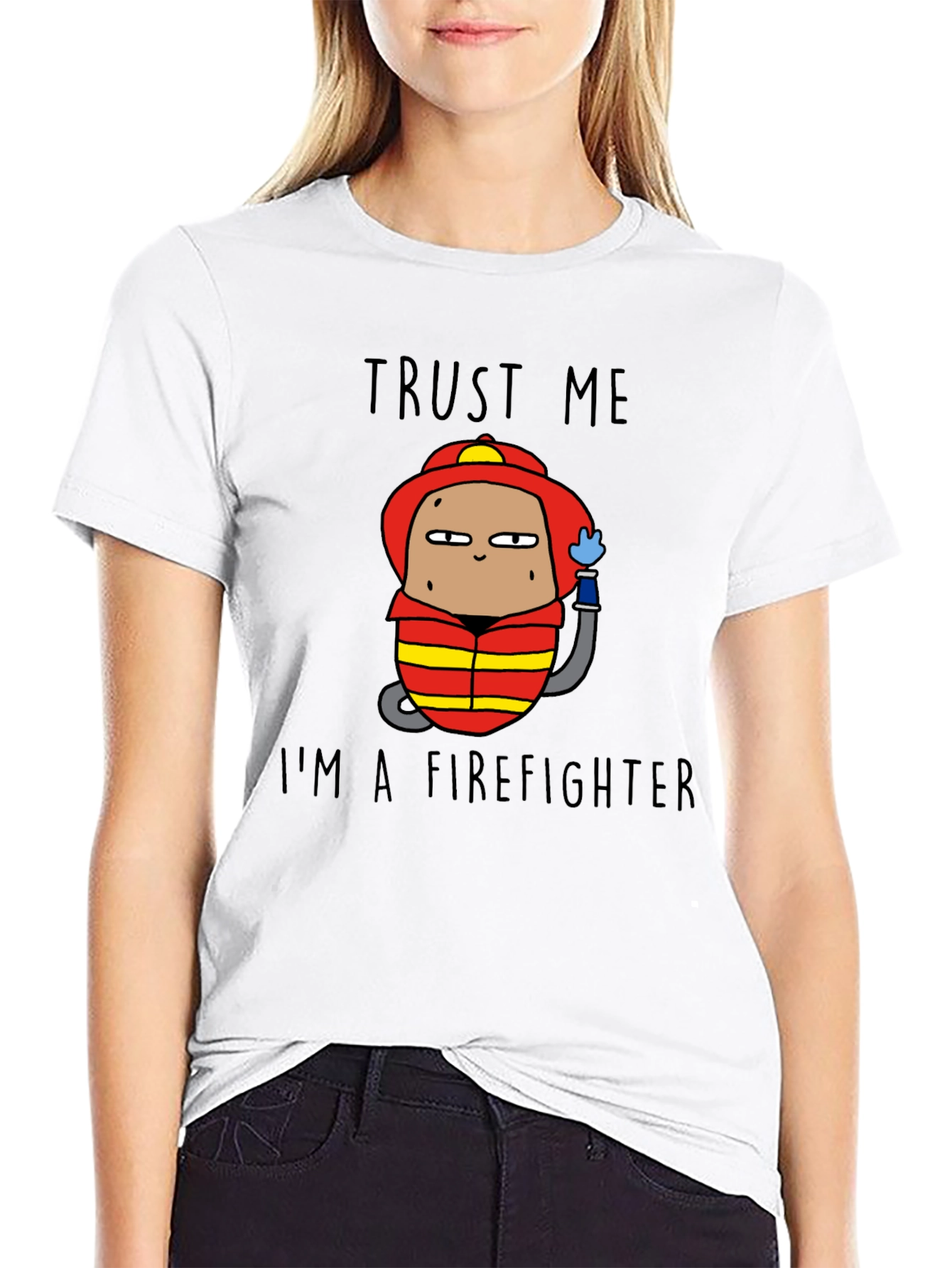 Trust Me Im A Firefighter Black Cotton T-Shirt