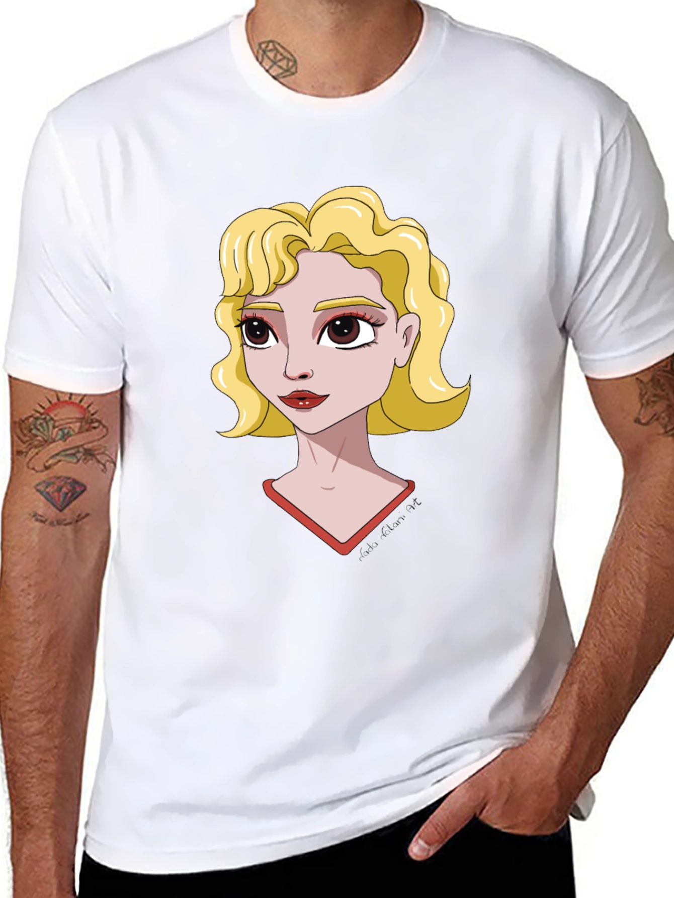 Cartoon Girl Black T-Shirt