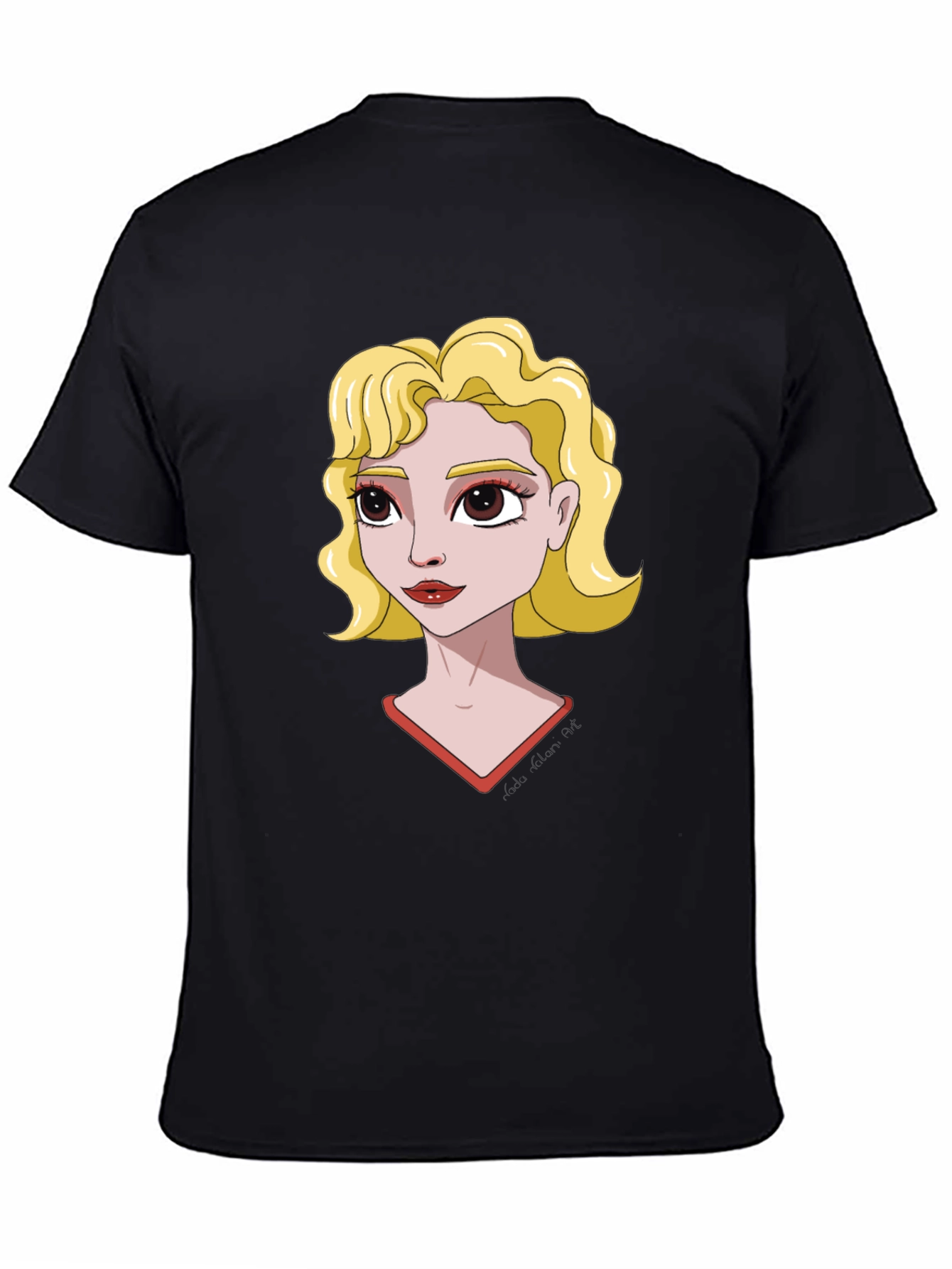 Cartoon Girl Black T-Shirt
