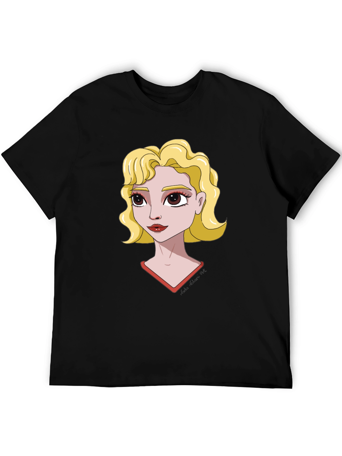 Cartoon Girl Black T-Shirt