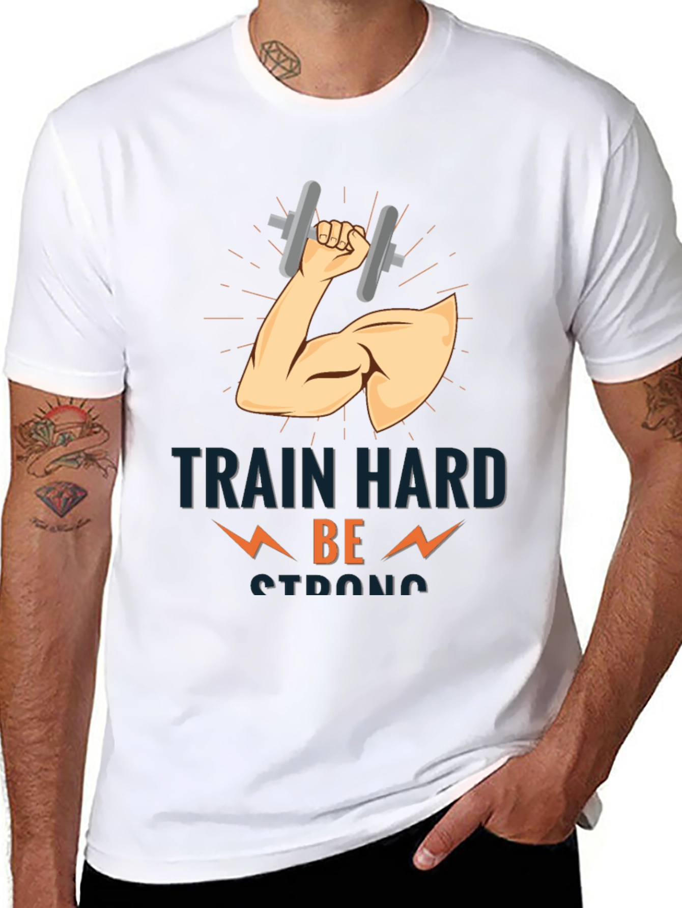 Train Hard Be Strong Black T-Shirt Gym Motivation