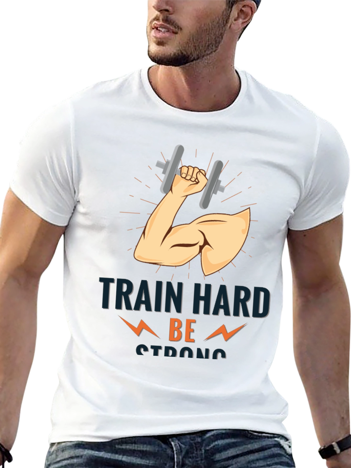 Train Hard Be Strong Black T-Shirt Gym Motivation