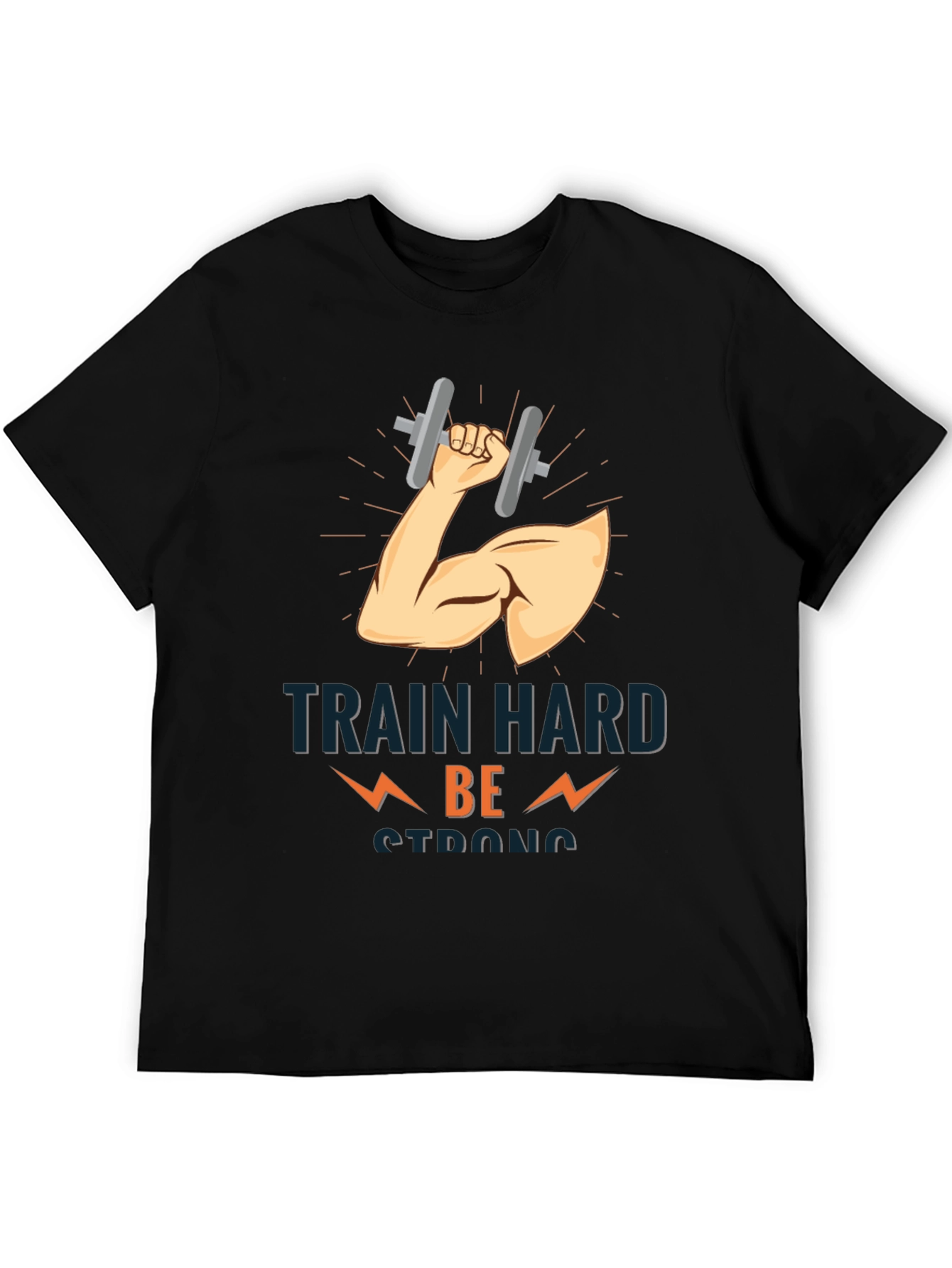 Train Hard Be Strong Black T-Shirt Gym Motivation