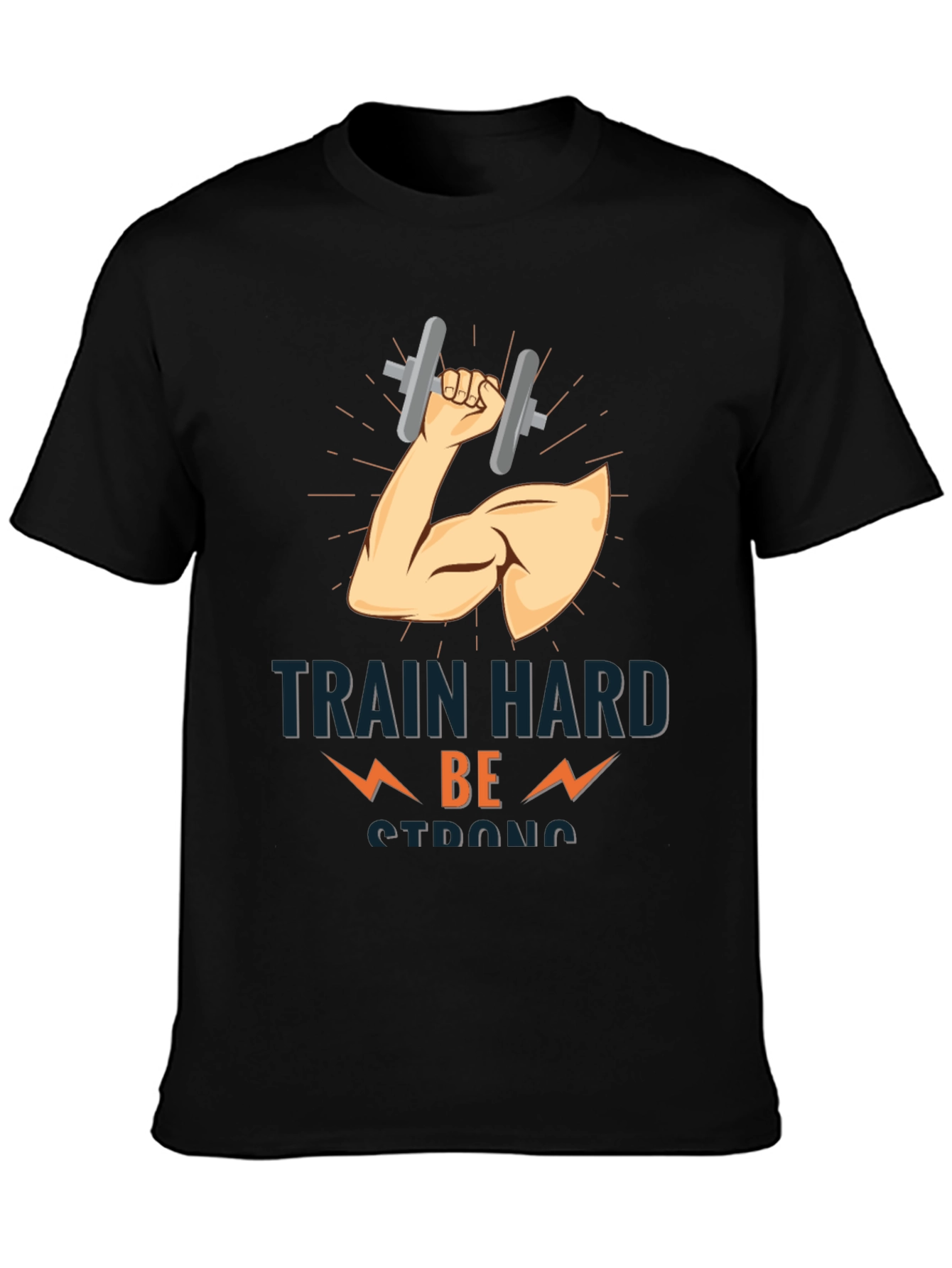 Train Hard Be Strong Black T-Shirt Gym Motivation