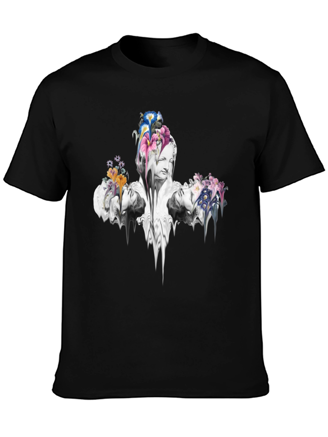 Floral Statue Graphic Tee - Modern Art Shirt