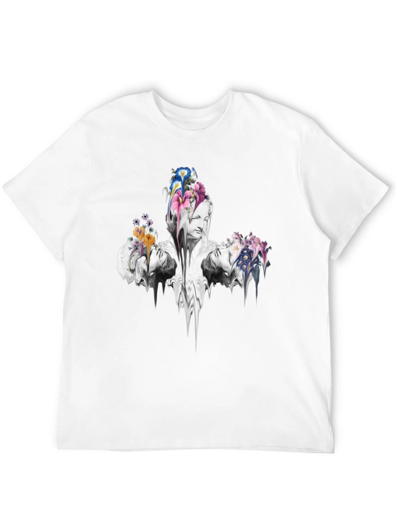Floral Statue Graphic Tee - Modern Art Shirt