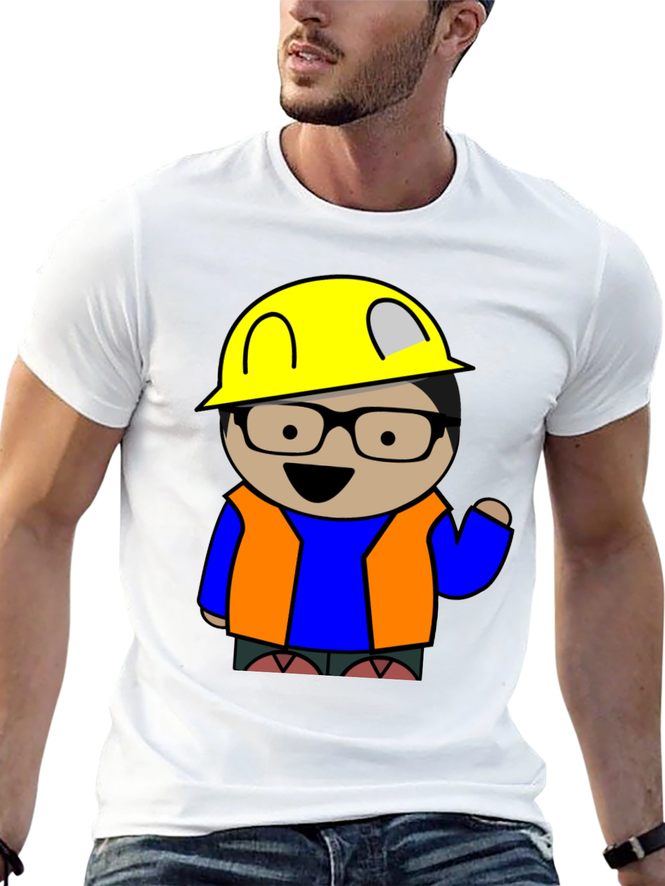 Cartoon Engineer T-Shirt - Construction Worker Tee