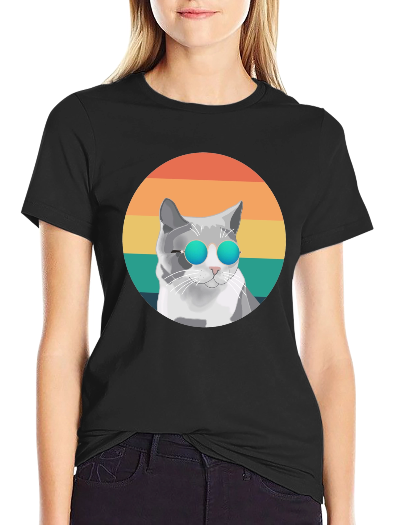 Cool Cat Graphic Tee - Retro Style