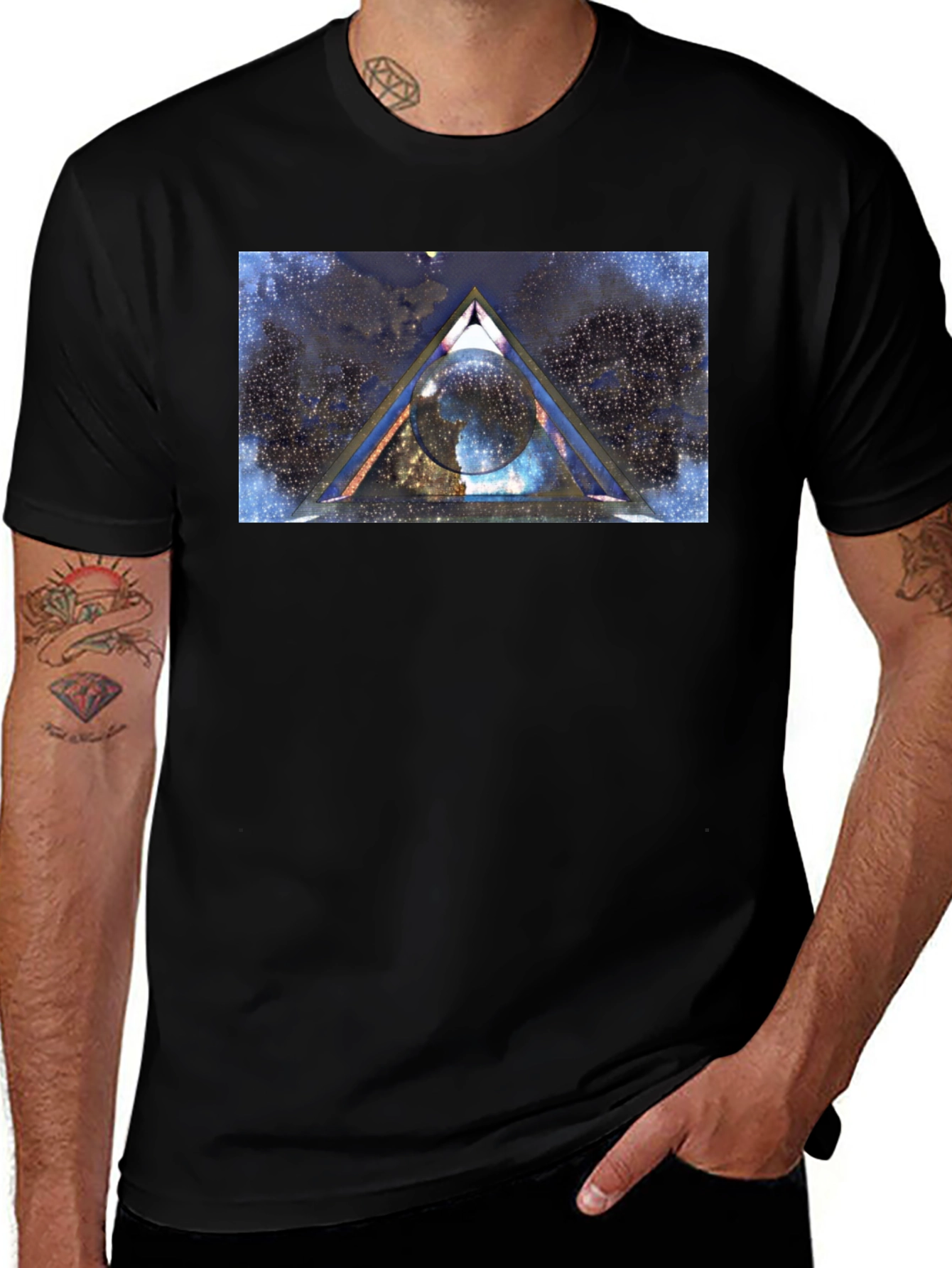 Cosmic Triangle Graphic Tee - Black