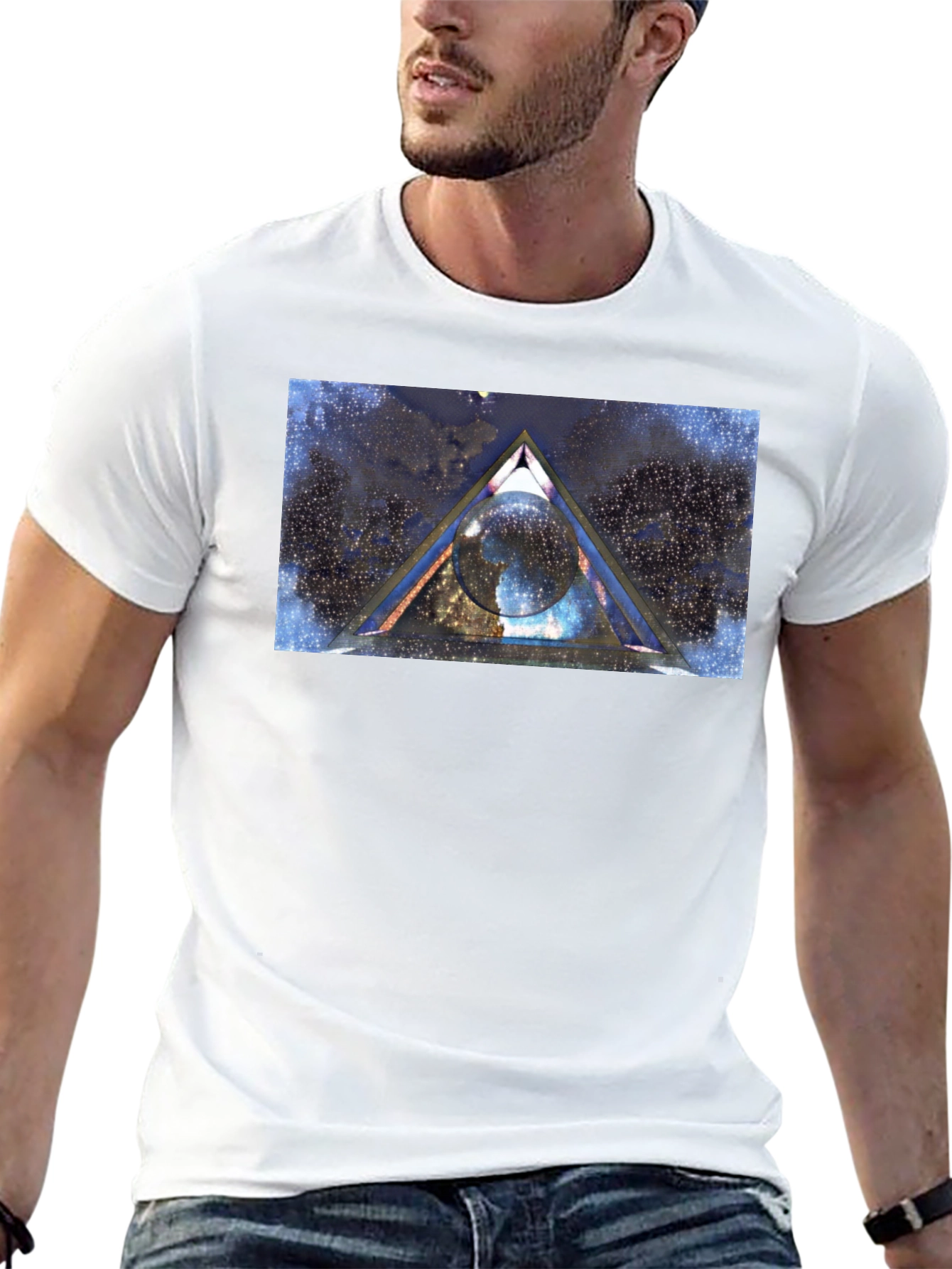 Cosmic Triangle Graphic Tee - Black