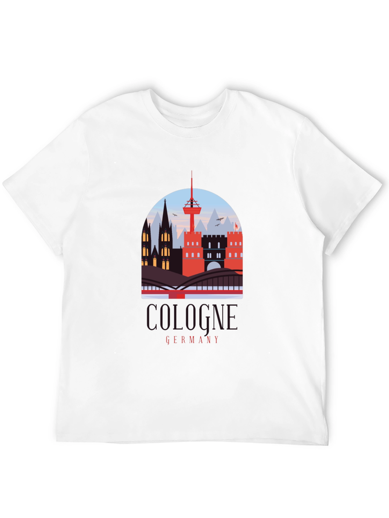 Cologne Germany Cityscape Graphic Tee - Black