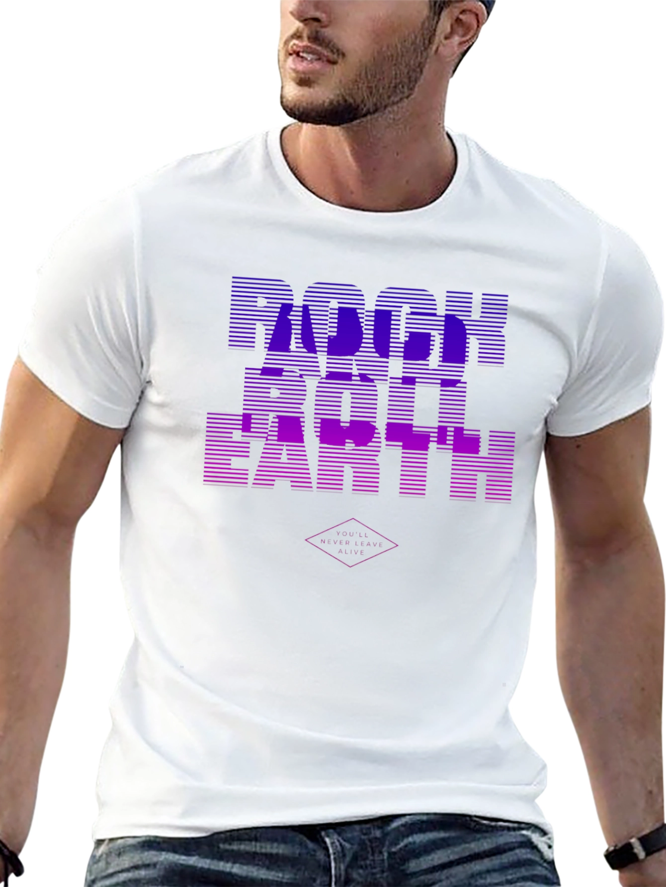 Rock Roll Earth Graphic Black T-Shirt