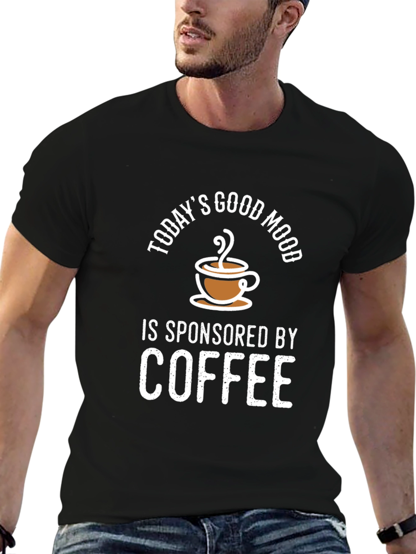 Coffee Sponsored Mood Black Graphic Tee