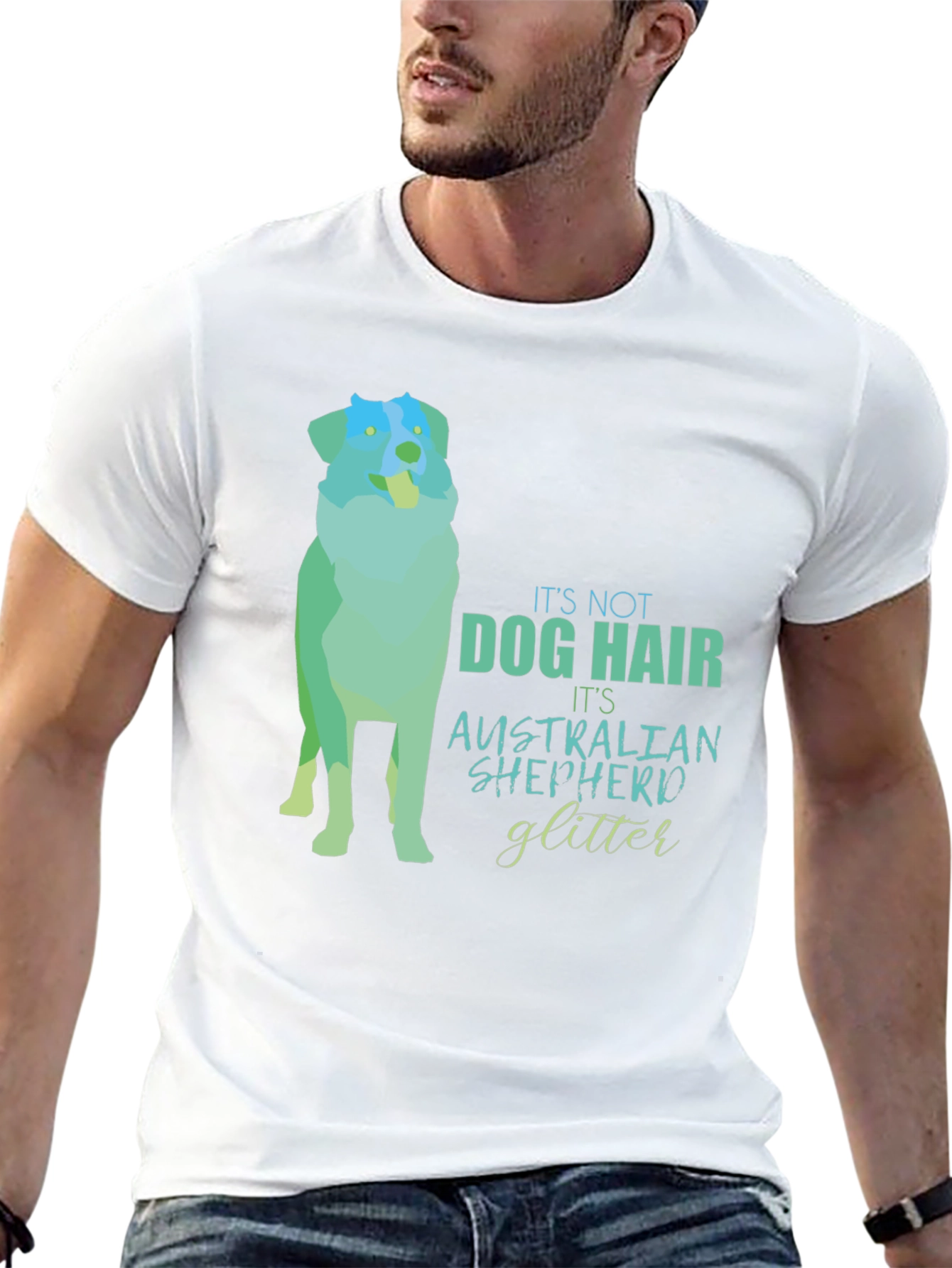 Dog Hair Australian Shepherd Glitter T-Shirt