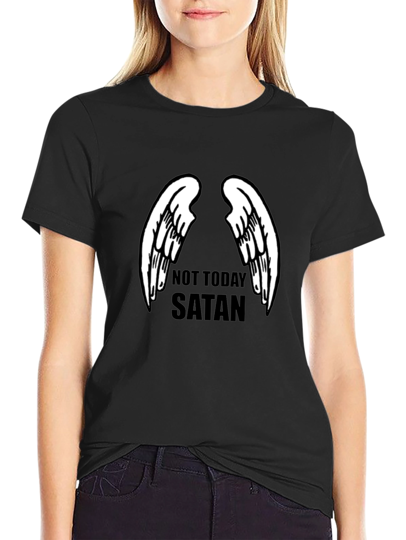 Not Today Satan Angel Wings Graphic Tee