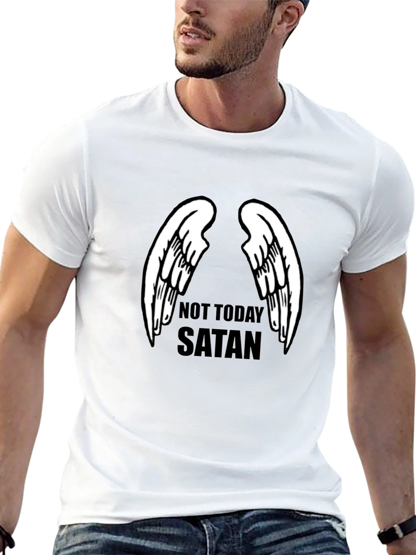 Not Today Satan Angel Wings Graphic Tee