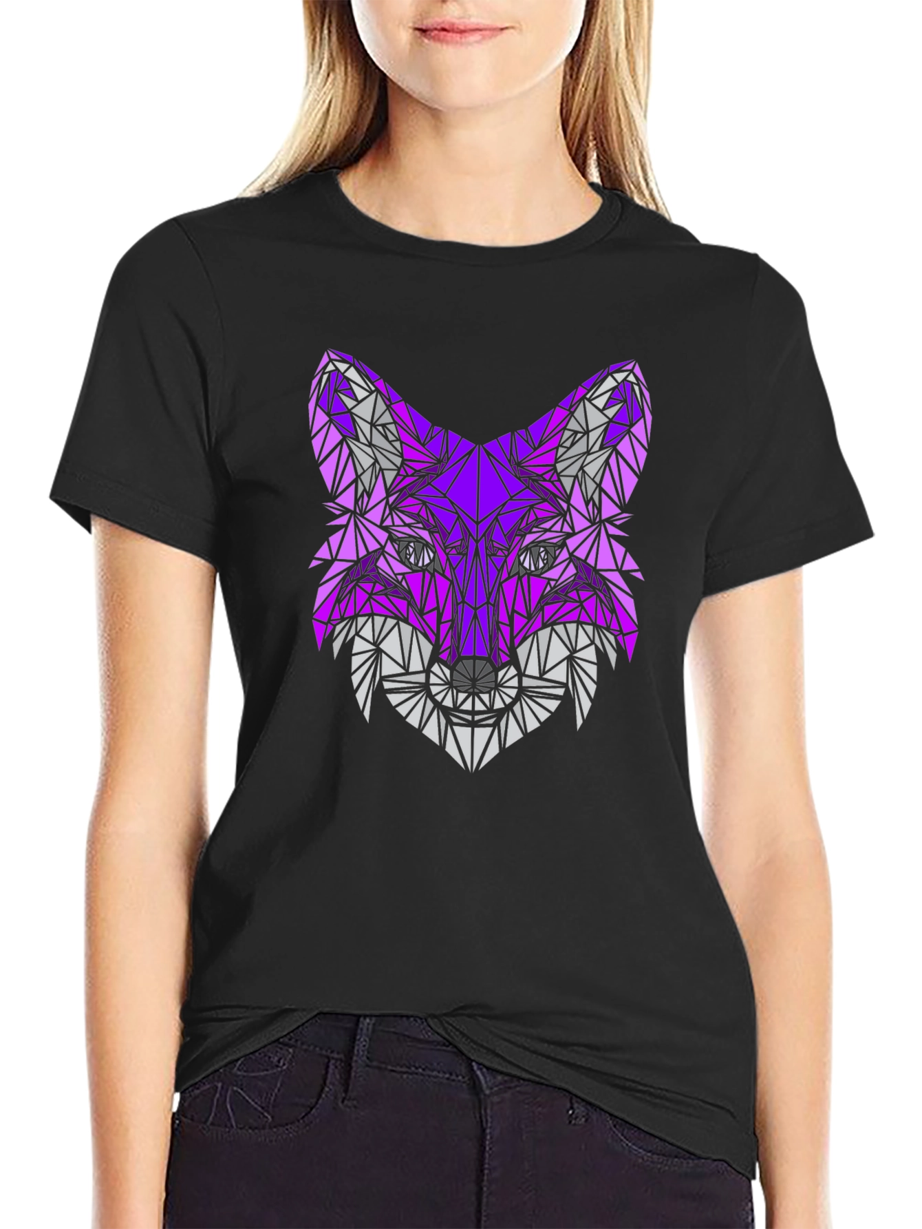 Geometric Fox Head T-Shirt - Abstract Design