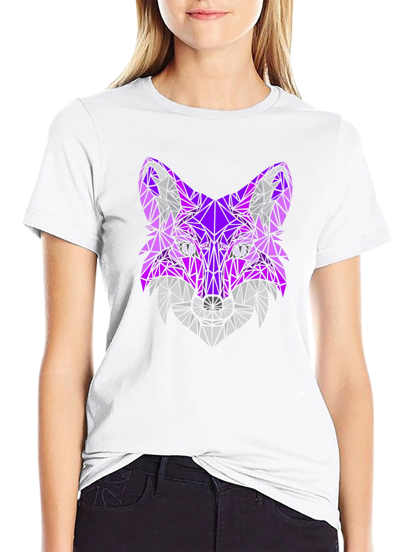 Geometric Fox Head T-Shirt - Abstract Design